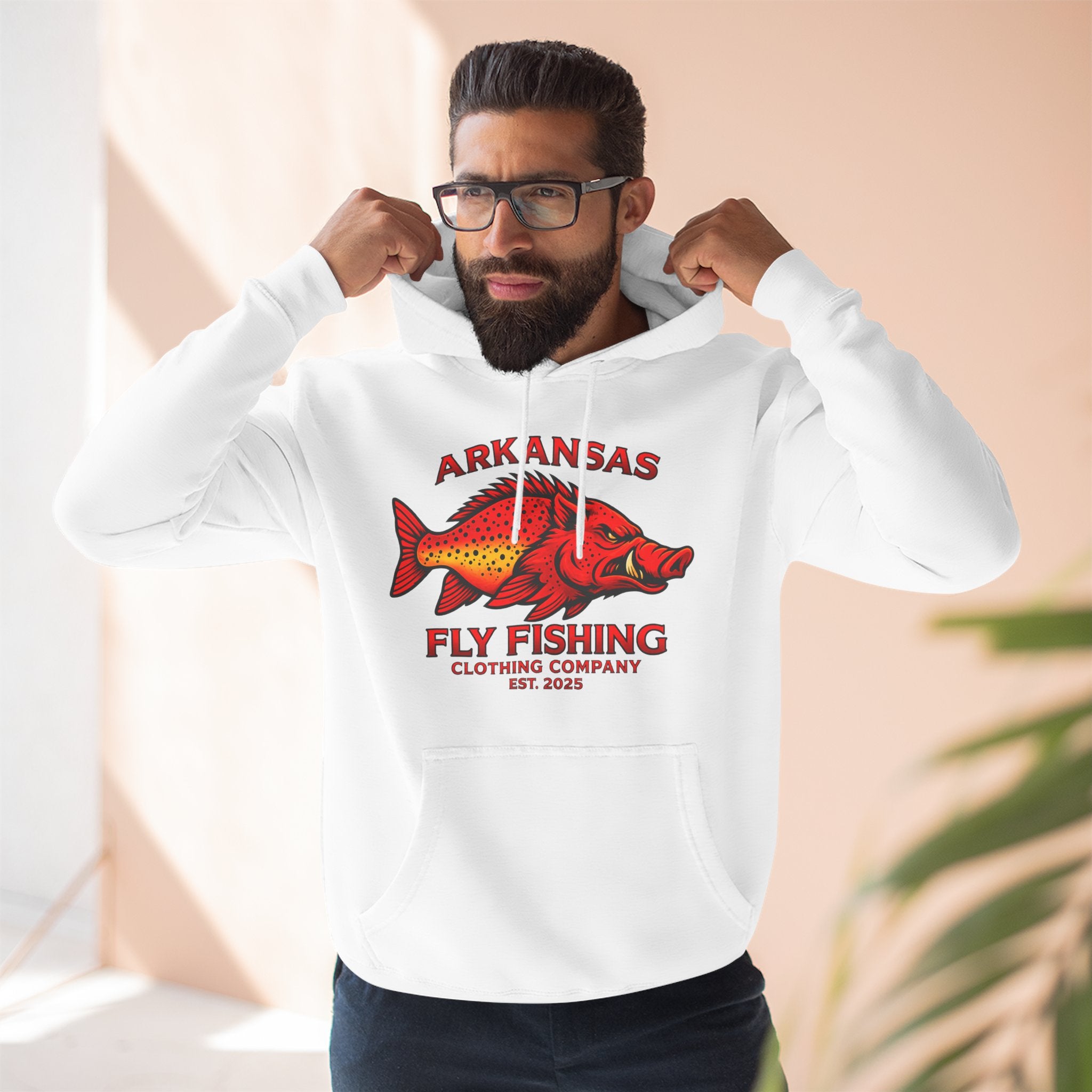 Arkansas Fly Fishing Clothing Company Logo Hoodie — Hog/Trout  Graphic Pullover