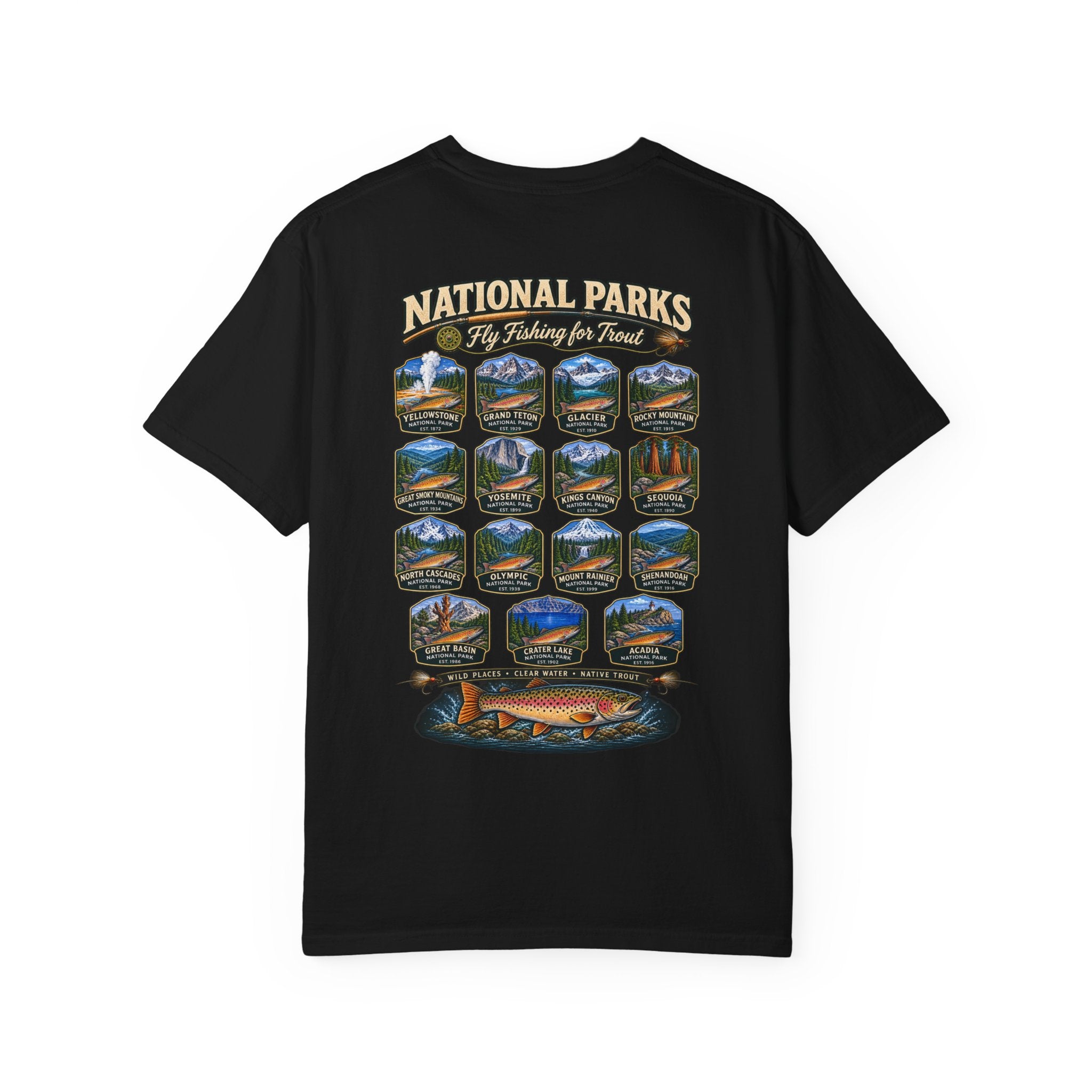 AFFCC National Parks Trout Roadtrip T‑Shirt — US Parks Vintage Design