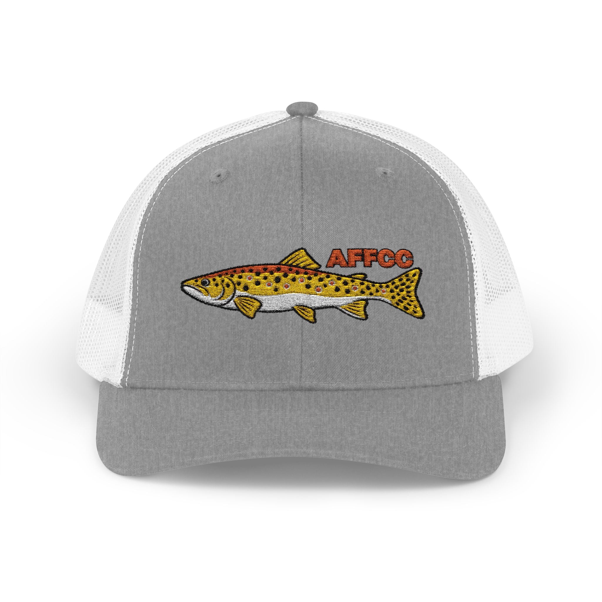 AFFCC Brown Trout Embroidered Trucker Hat – Embroidered Brown Trout ‘AFFCC’ Fishing Hat