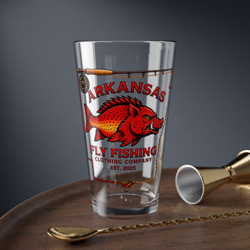 Arkansas Fly Fishing Clothing Co. 16oz Mixing Glass - Redfish Logo Pint Glass
