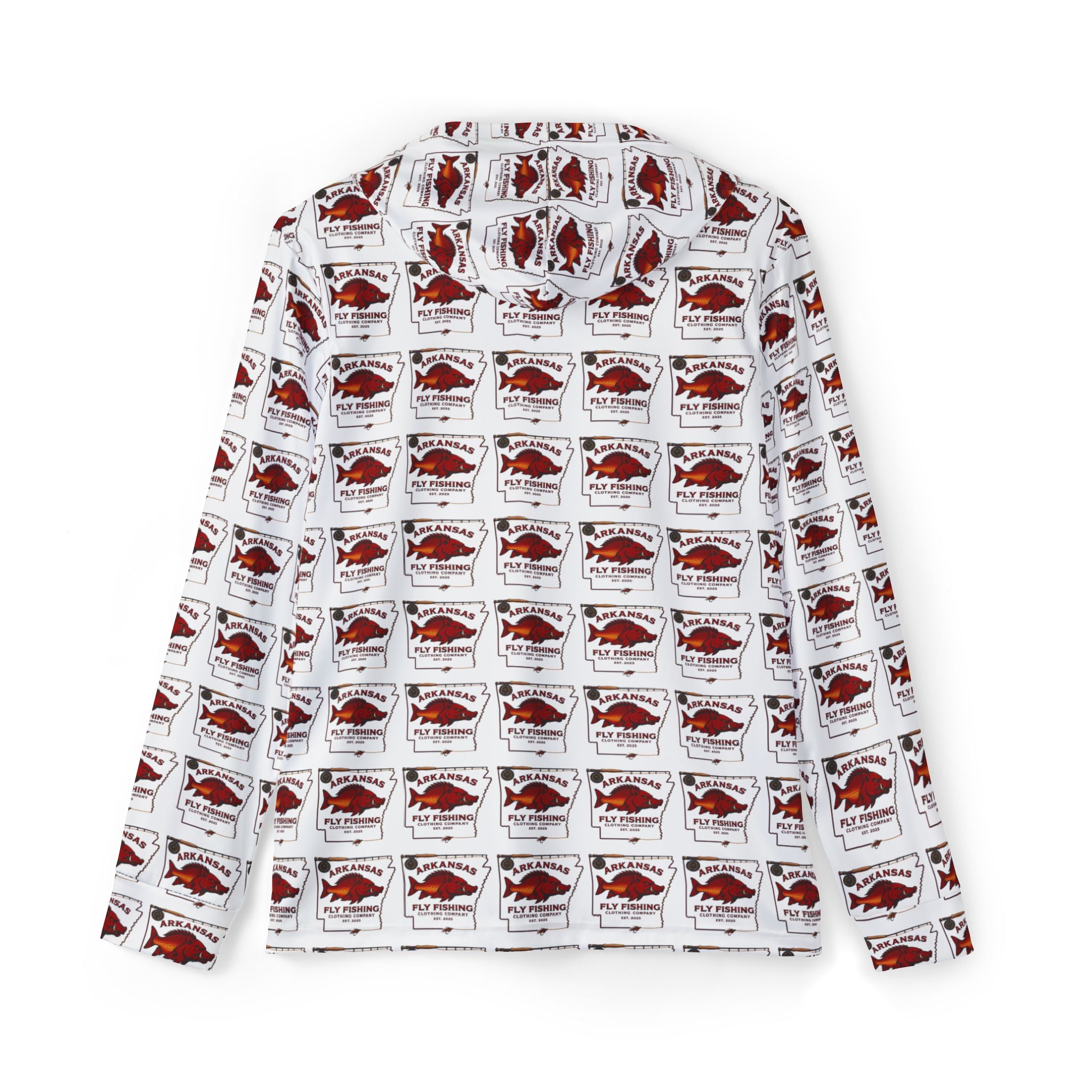 ARKANSAS FLY FISHING CLOTHING COMPANY All-Over Print Team Warmup Hoodie – Retro Sports Logo Pattern