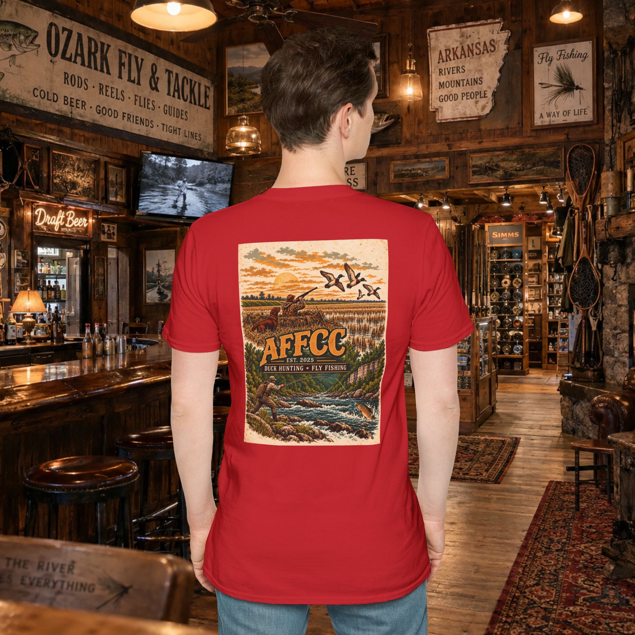 AFFCC Duck Hunting Fly Fishing Vintage Graphic T-Shirt — AFCCC T-Shirt