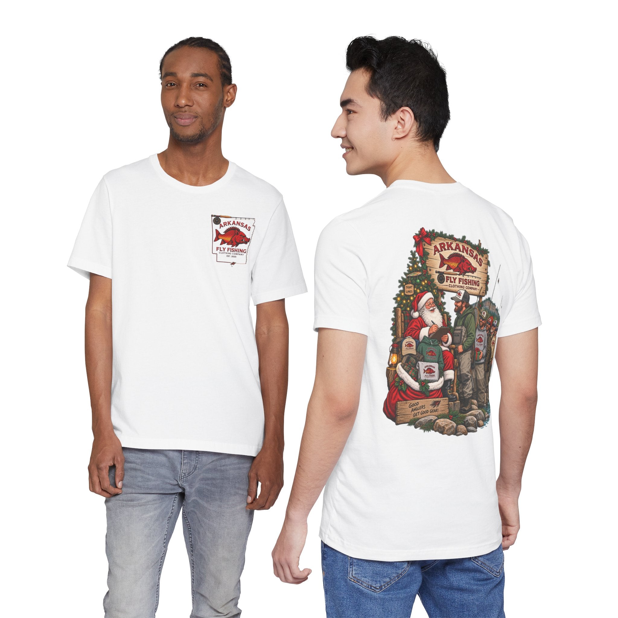 Athletic fit Runs Small AFFCC EST. 2025 Arkansas Fly Fishing Santa Christmas Tee
