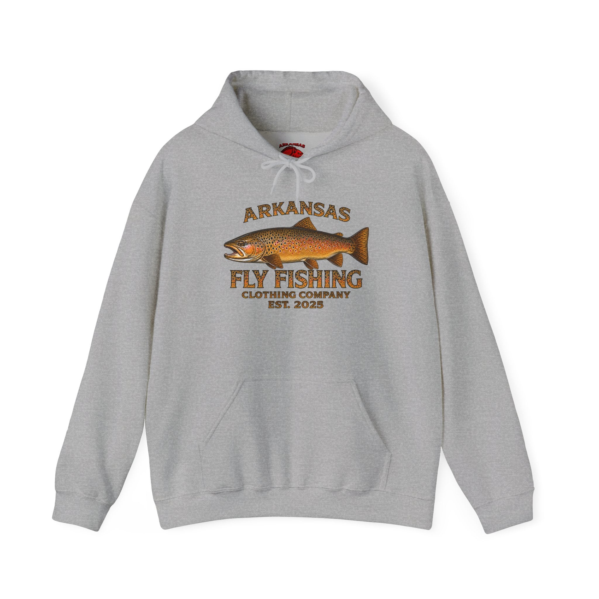 Arkansas Fly Fishing Clothing Company  Hoodie – Brown Trout Design