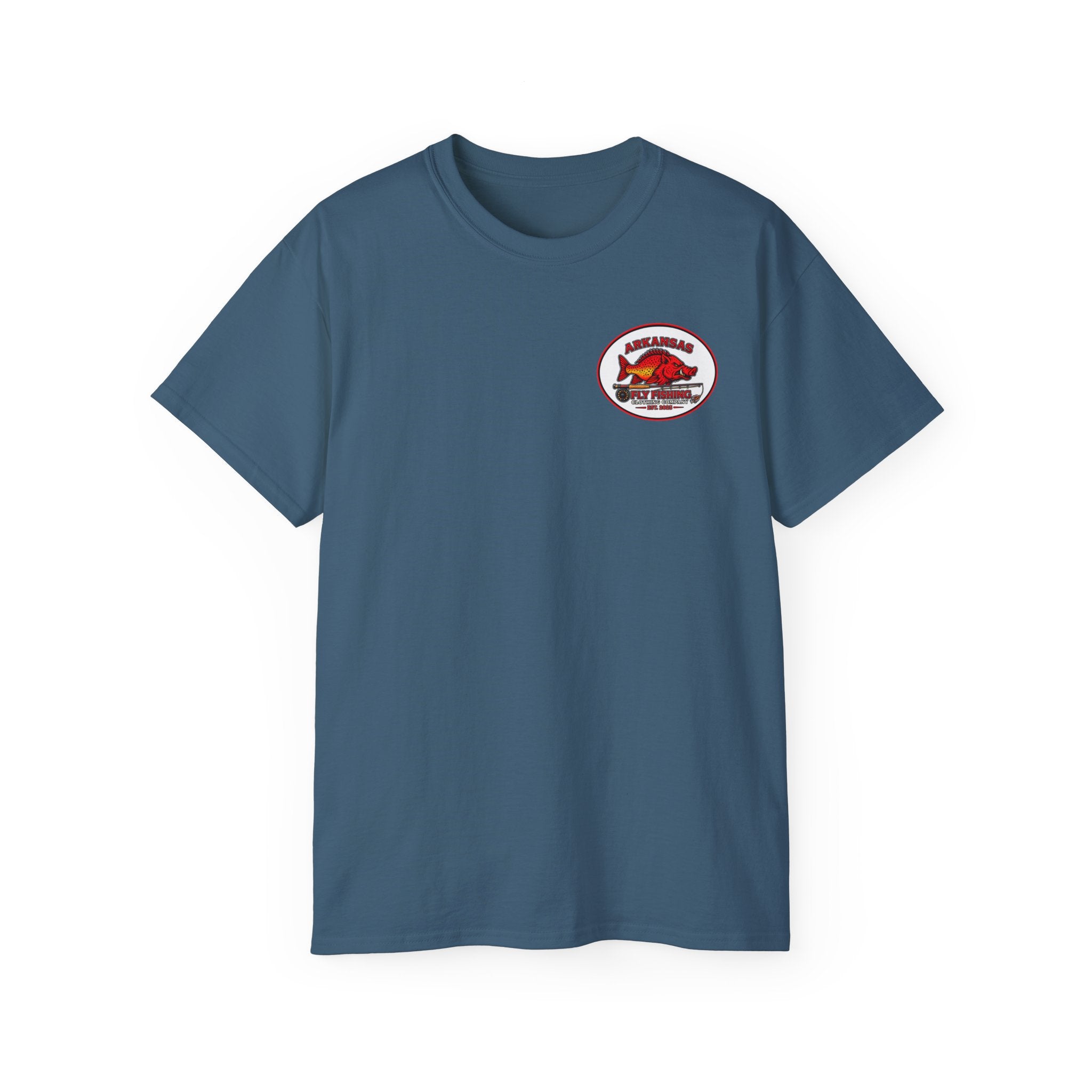 Arkansas Fly Fishing Clothing Company Square Graphic T-Shirt — Arkansas Clothing Company Vintage Fly Design