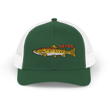 AFFCC Brown Trout Embroidered Trucker Hat – Embroidered Brown Trout ‘AFFCC’ Fishing Hat