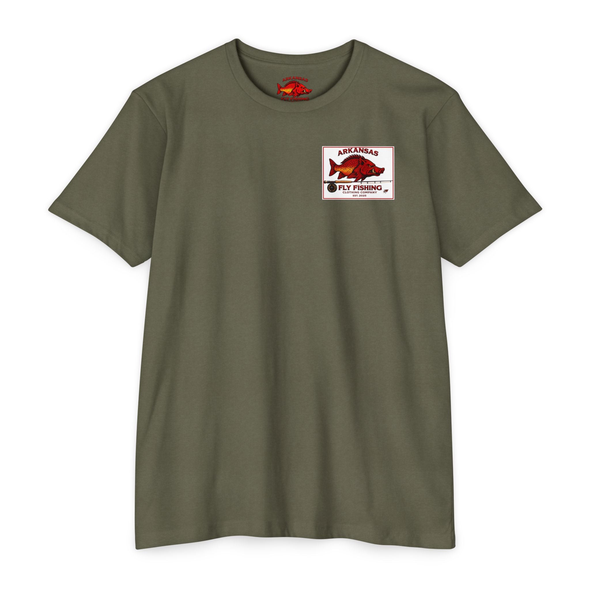 AFFCC Beer Menu Graphic T-Shirt — AFCCC 'Flies & Fish on Tap' Pocket & Back Print