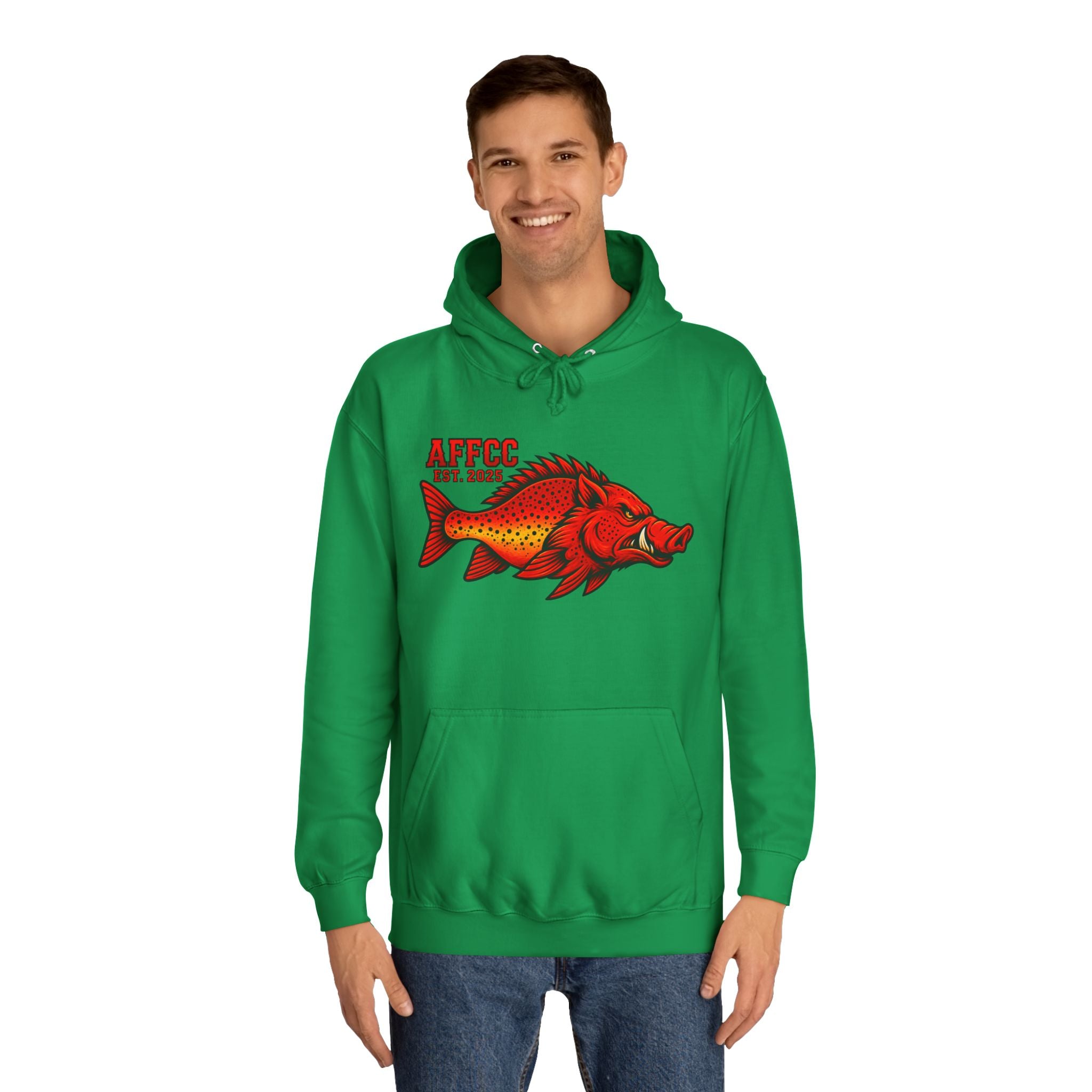 AFFCC Logo Hoodie — Red Hog/Trout "AFFCC Est. 2025"