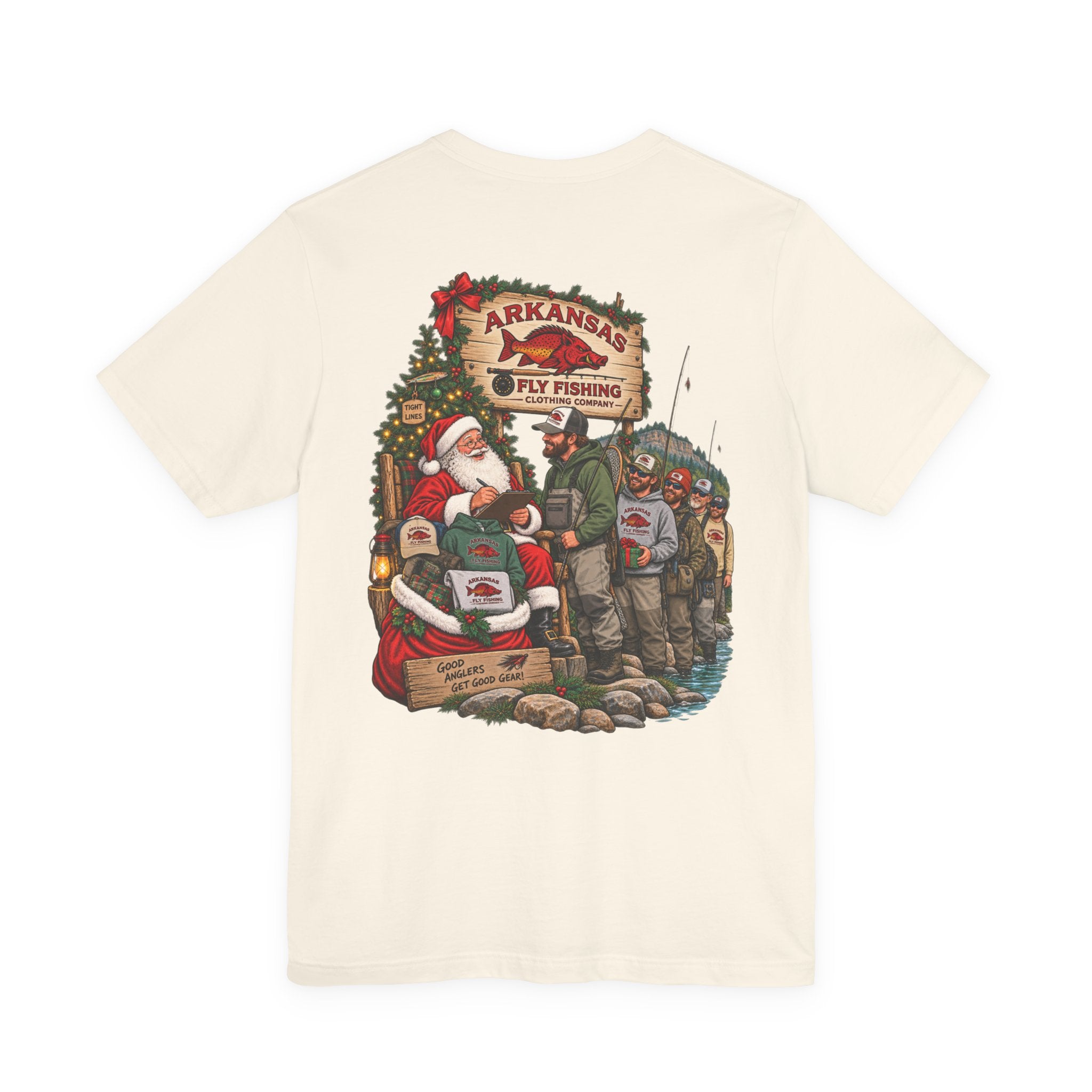 Athletic fit Runs Small AFFCC EST. 2025 Arkansas Fly Fishing Santa Christmas Tee