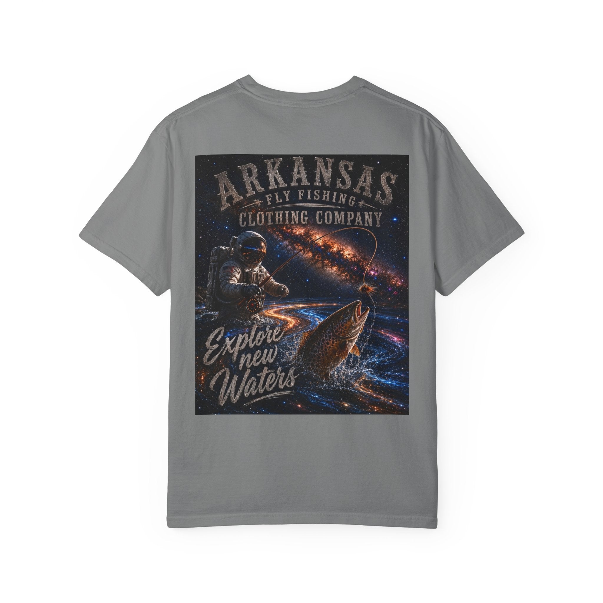 Astronaut Arkansas Fly Fishing Clothing Company T-Shirt — "Explore New Water" Graphic Tee