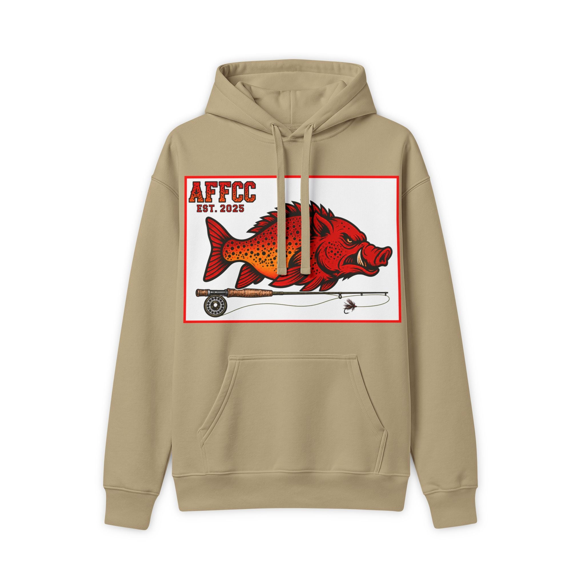 AFFCC FLY ROD LOGO Maxweight Hoodie — AFCC Est. 2025 Boar Skateboard Graphic Pullover