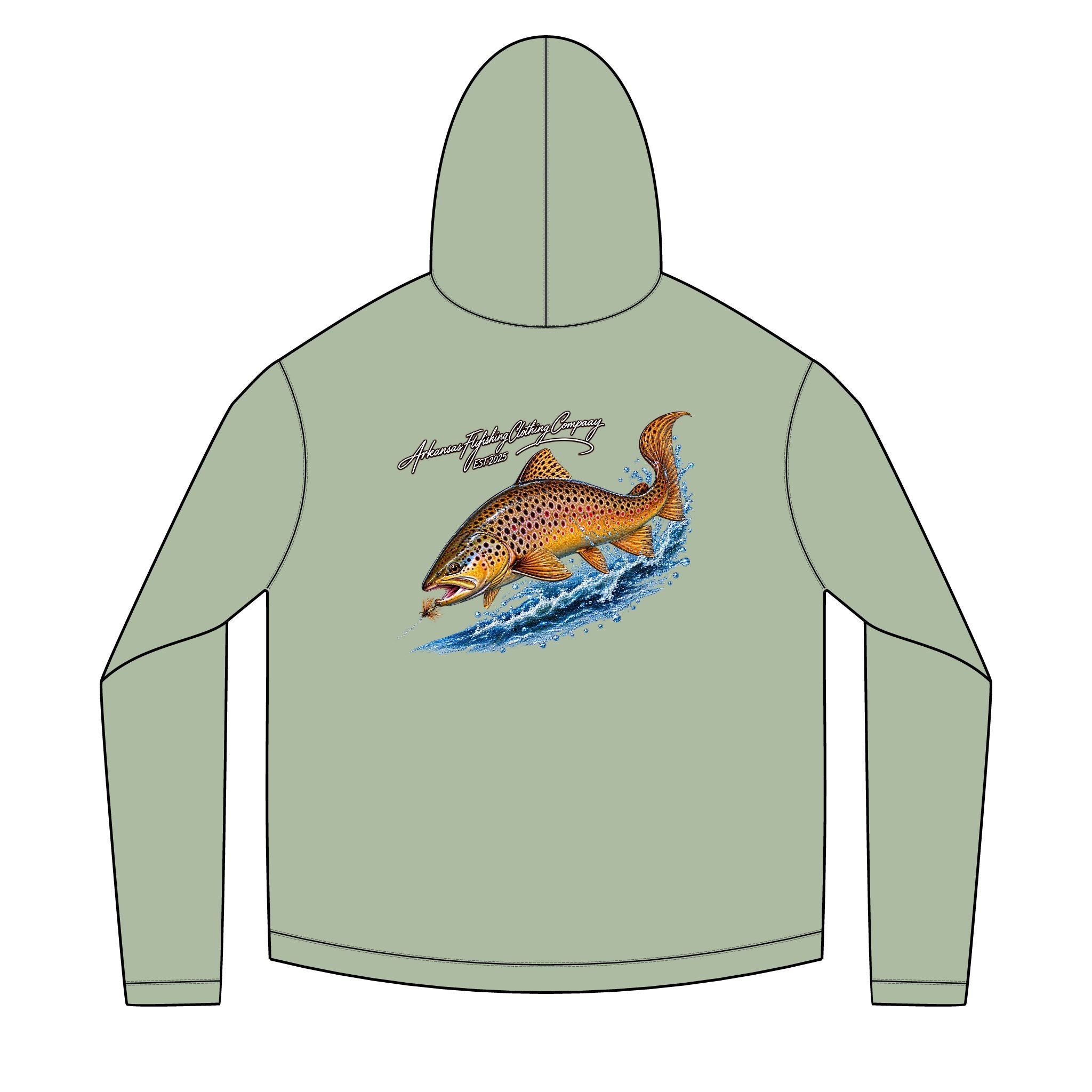 AFFCC Brown Trout Chasing Streamer Sun Hoodie DTG Print