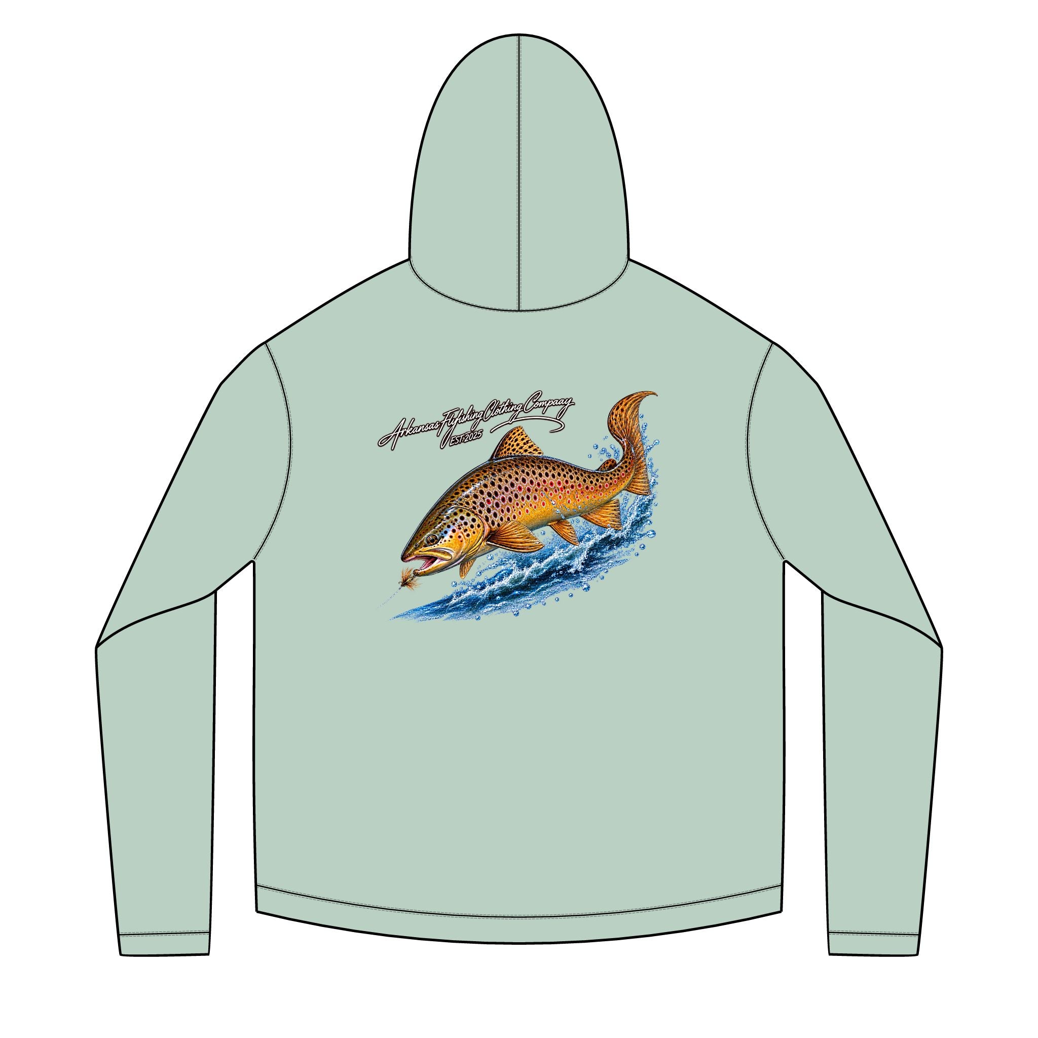 AFFCC Brown Trout Chasing Streamer Sun Hoodie DTG Print
