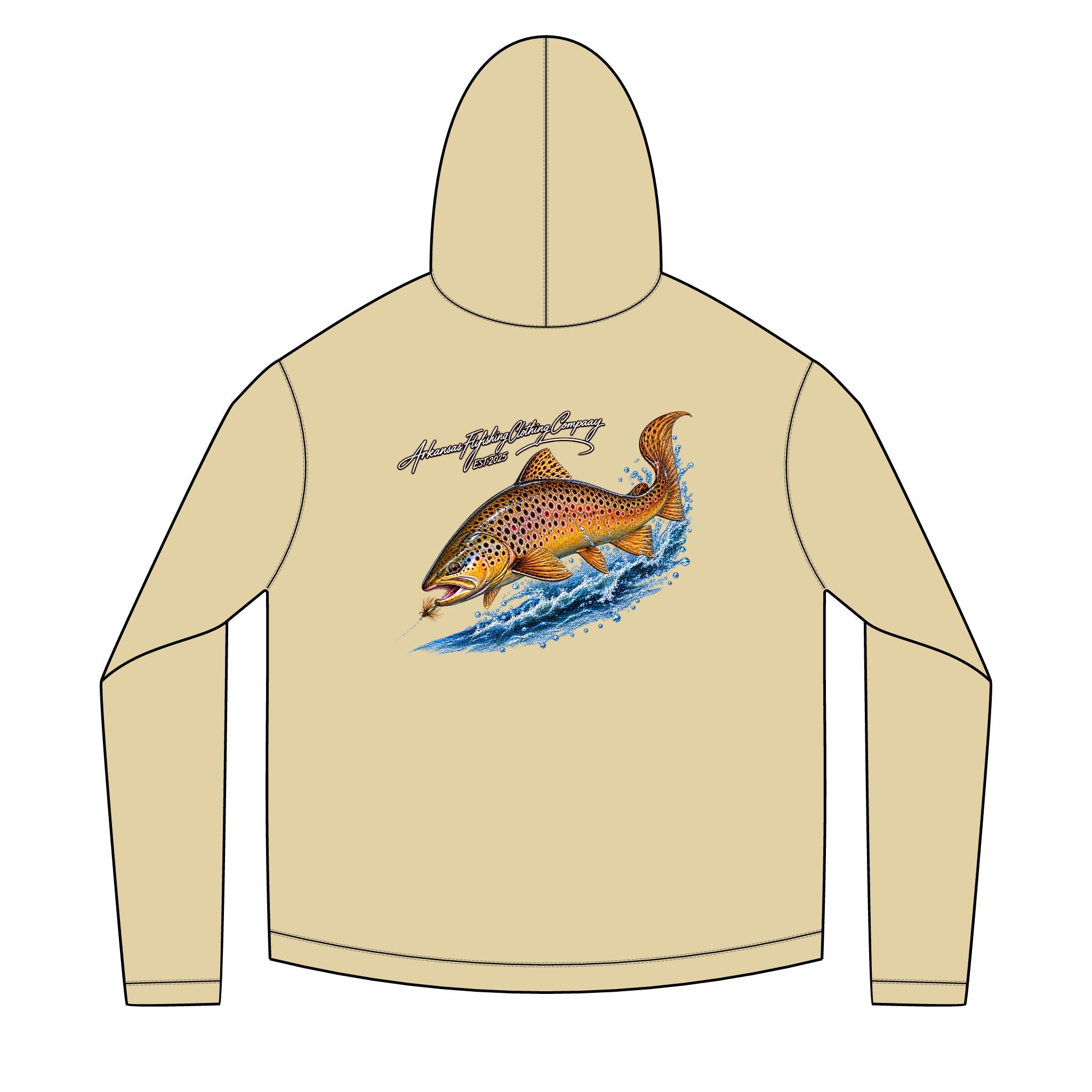 AFFCC Brown Trout Chasing Streamer Sun Hoodie DTG Print