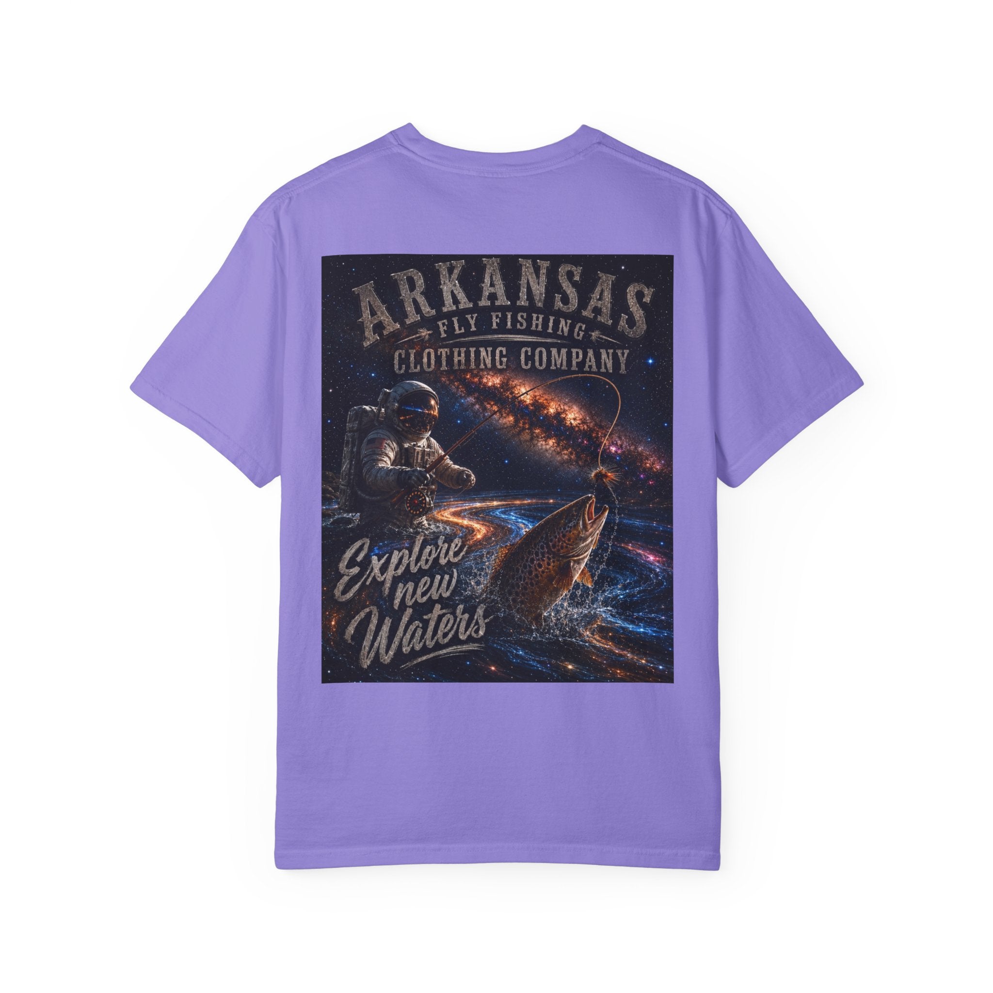Astronaut Arkansas Fly Fishing Clothing Company T-Shirt — "Explore New Water" Graphic Tee