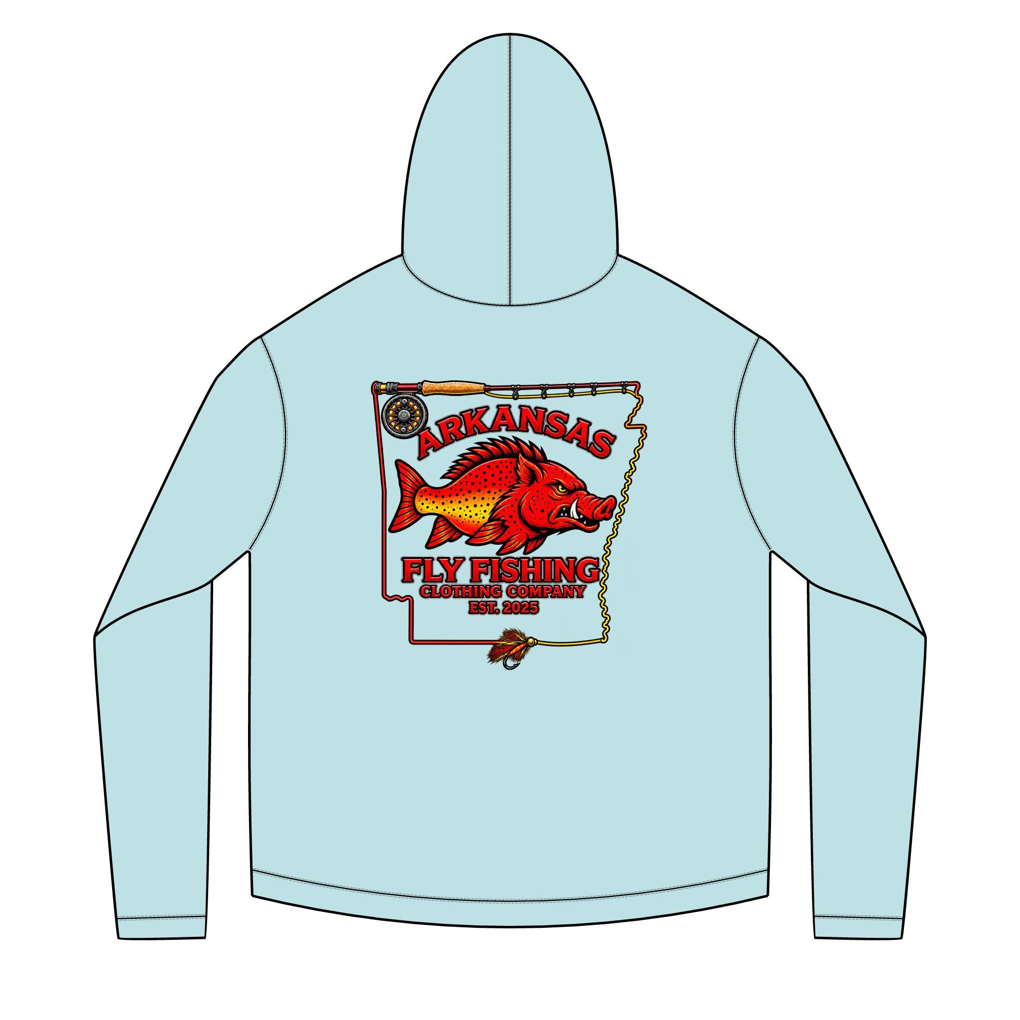 AFFCC State With Fly Rod Outline Unisex Solar Hoodie