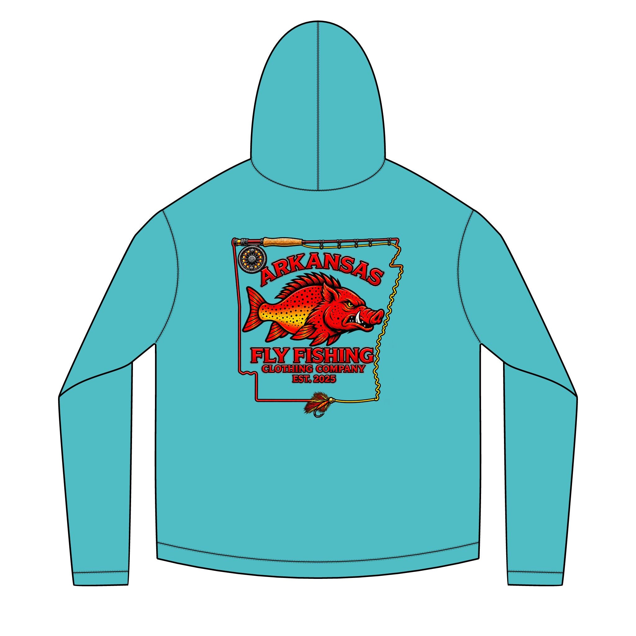 AFFCC State With Fly Rod Outline Unisex Solar Hoodie