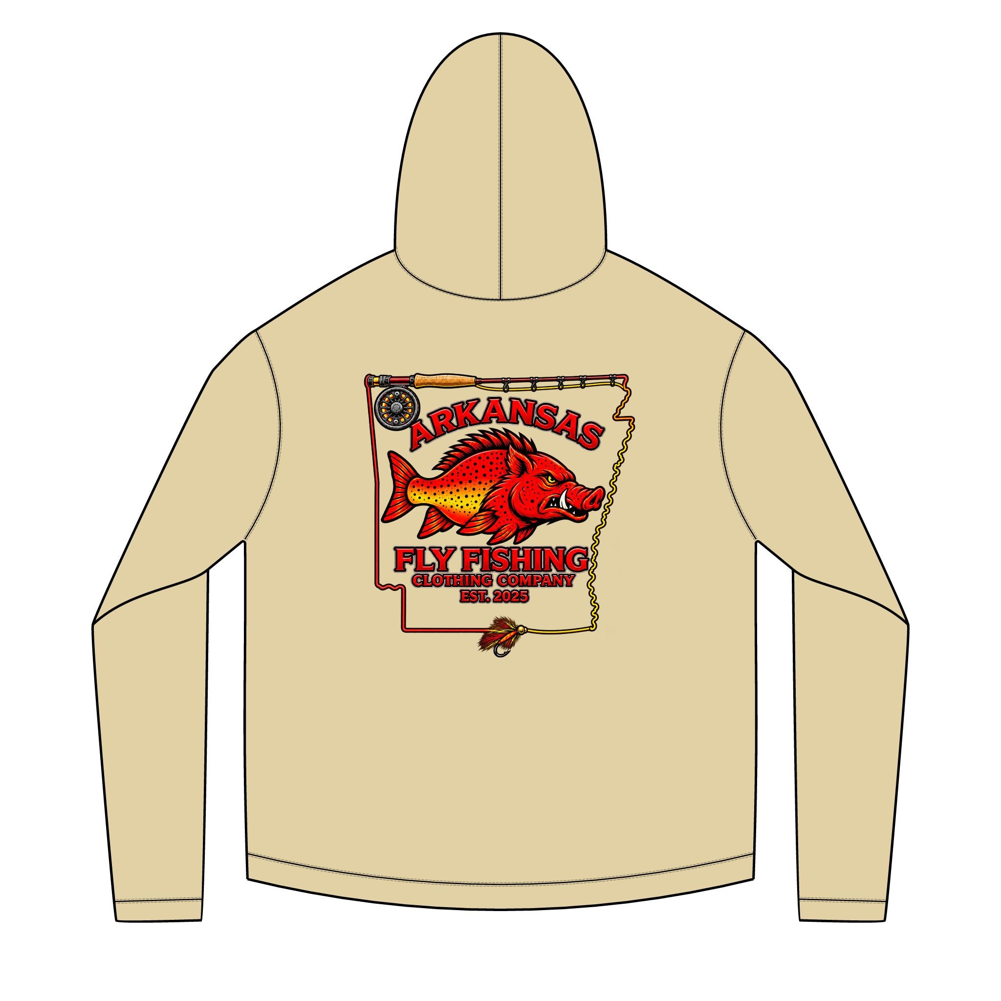 AFFCC State With Fly Rod Outline Unisex Solar Hoodie