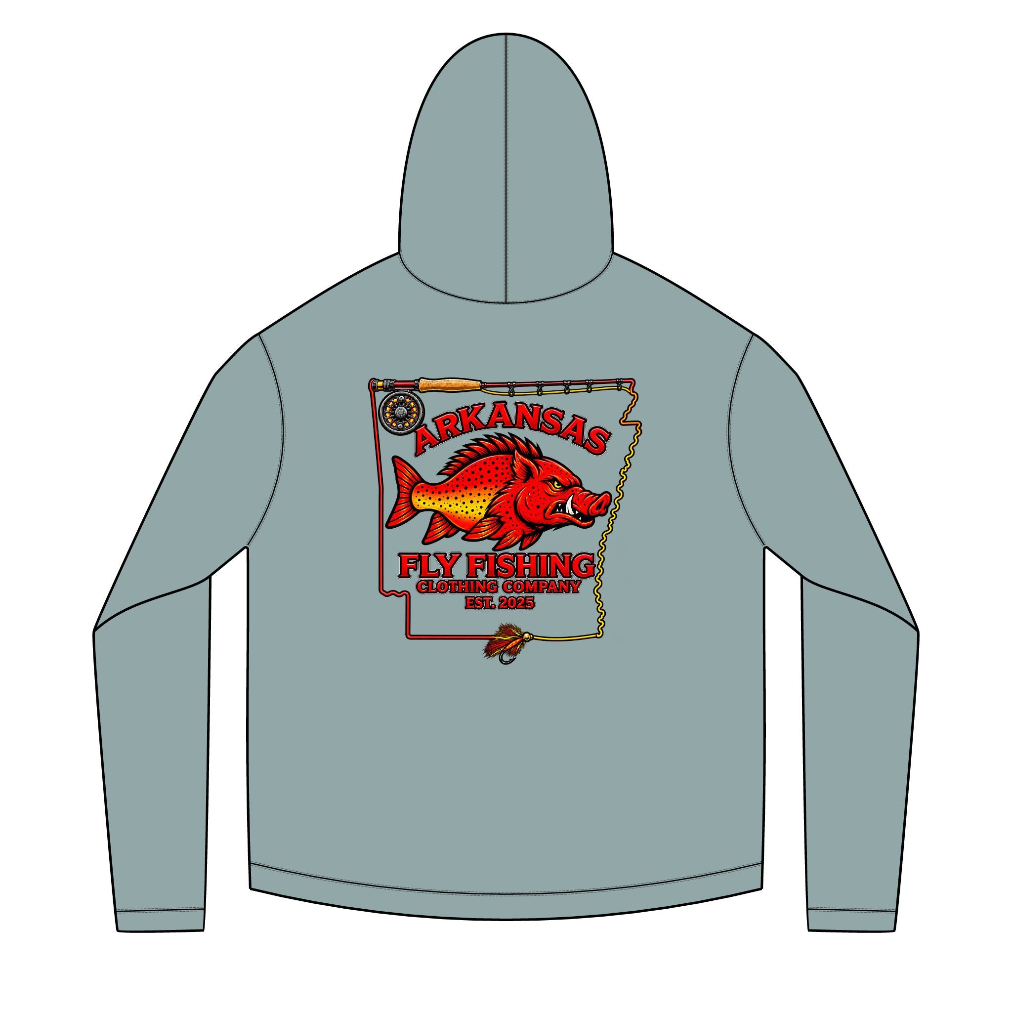AFFCC State With Fly Rod Outline Unisex Solar Hoodie