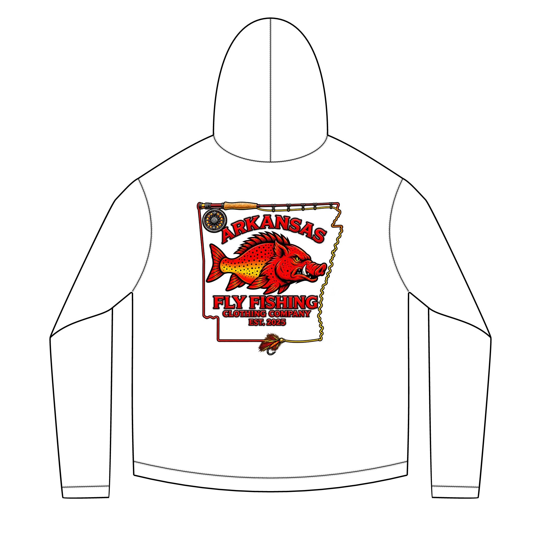 AFFCC State With Fly Rod Outline Unisex Solar Hoodie