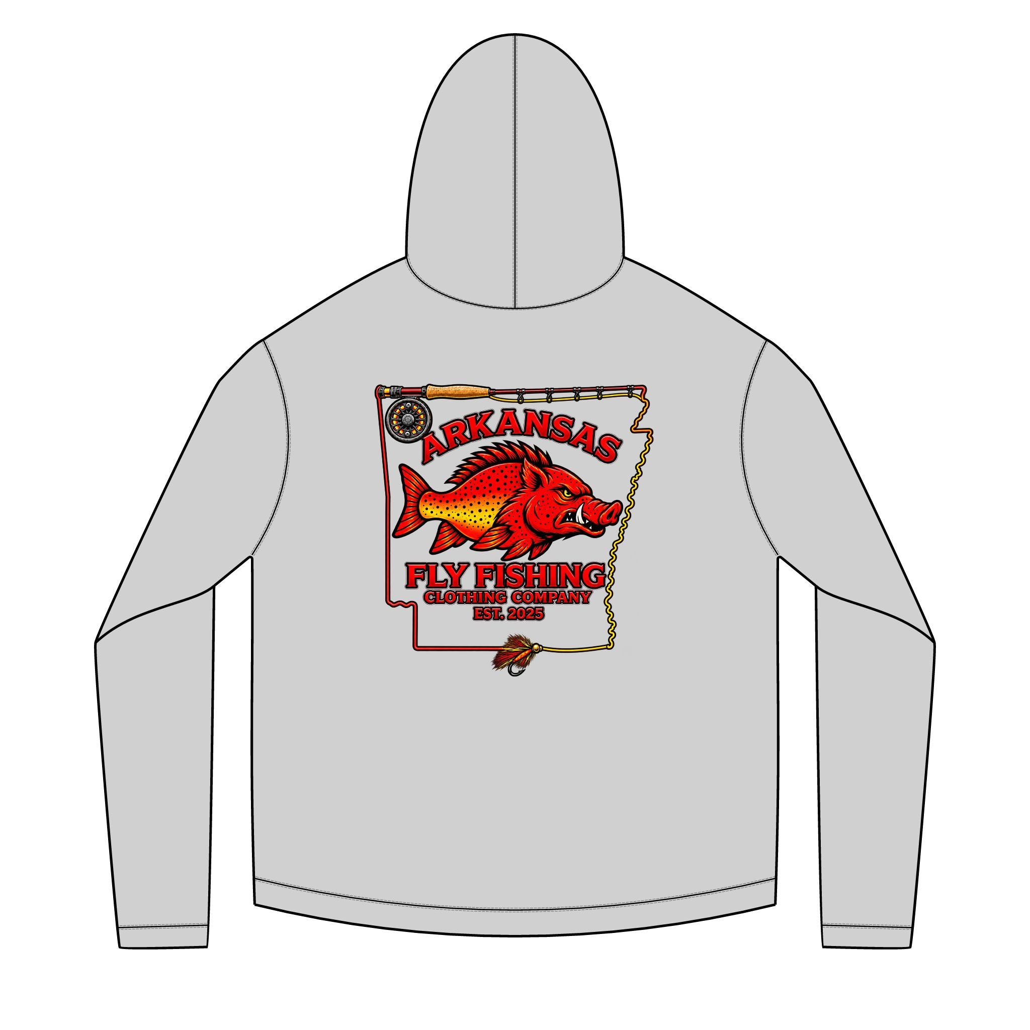 AFFCC State With Fly Rod Outline Unisex Solar Hoodie