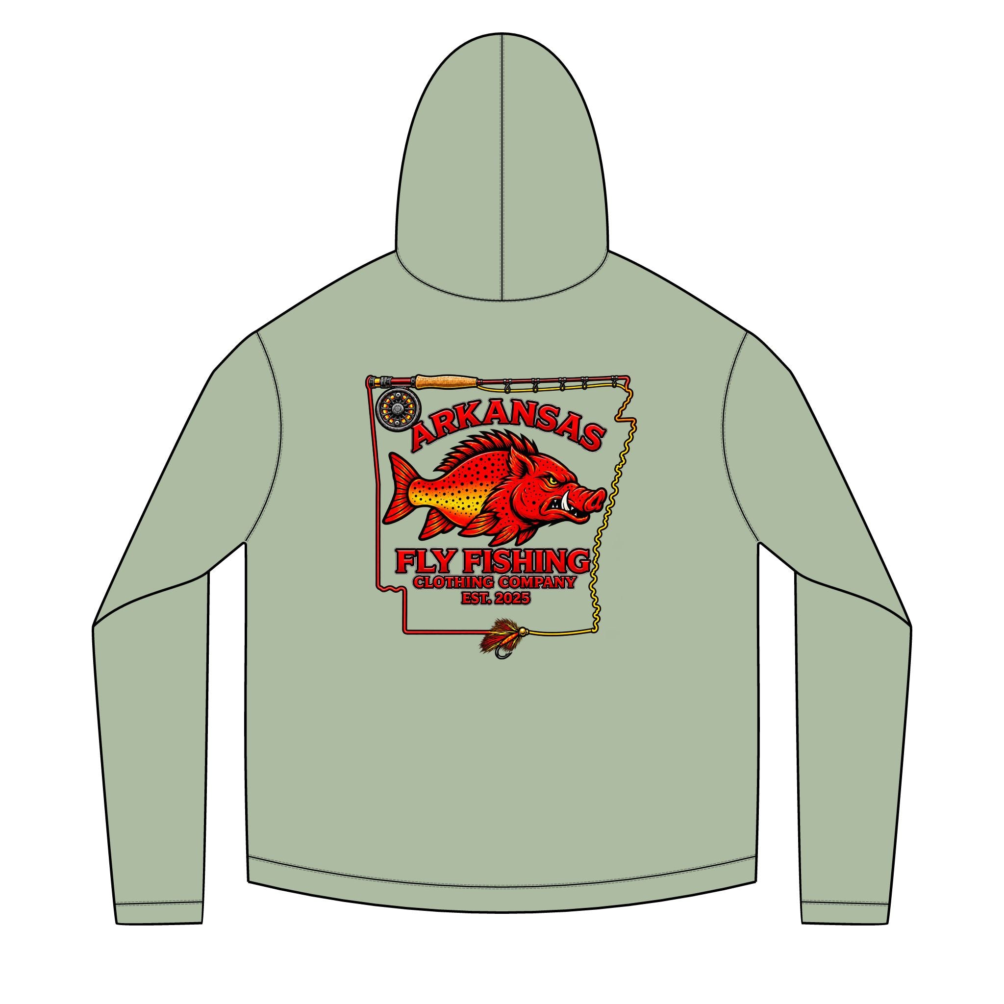 AFFCC State With Fly Rod Outline Unisex Solar Hoodie