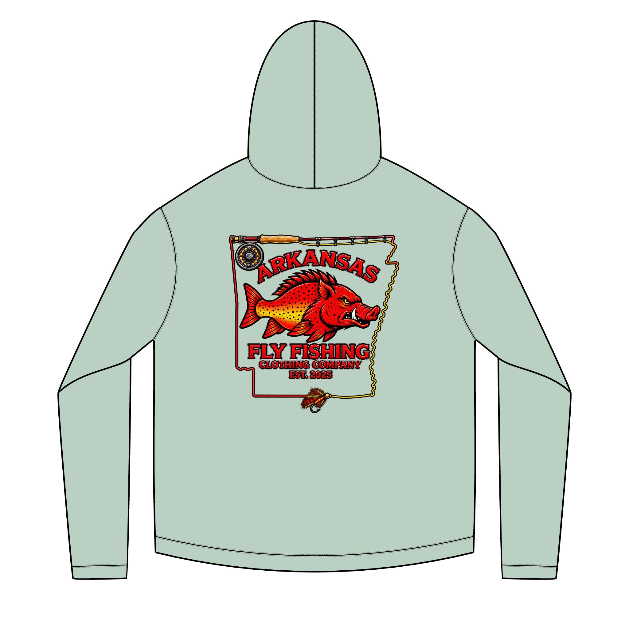 AFFCC State With Fly Rod Outline Unisex Solar Hoodie