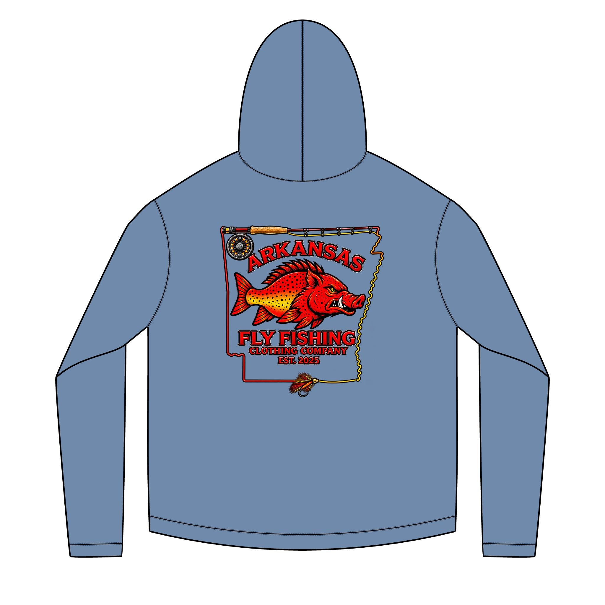 AFFCC State With Fly Rod Outline Unisex Solar Hoodie