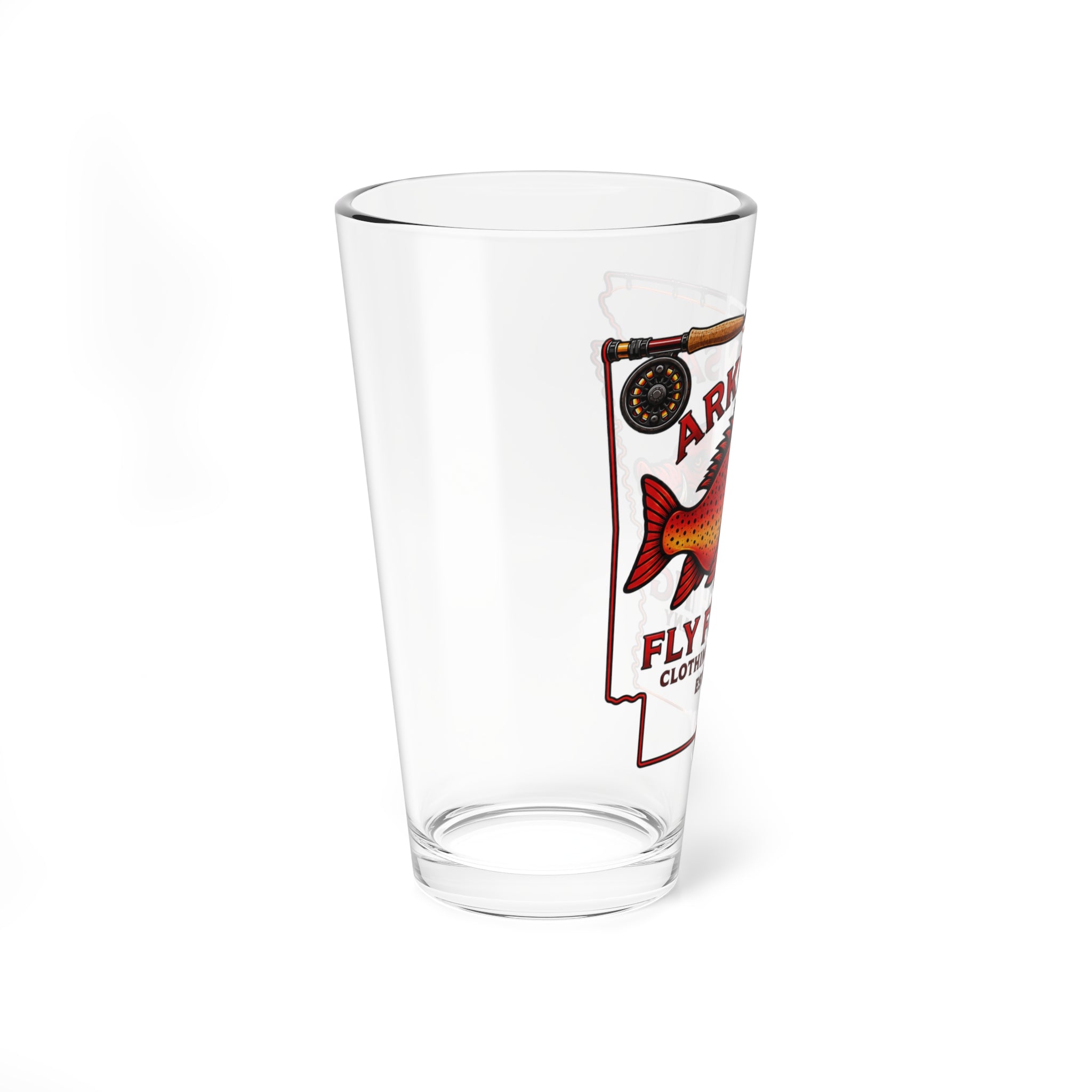 Arkansas Fly Fishing Clothing Co. 16oz Mixing Glass - Redfish Logo Pint Glass