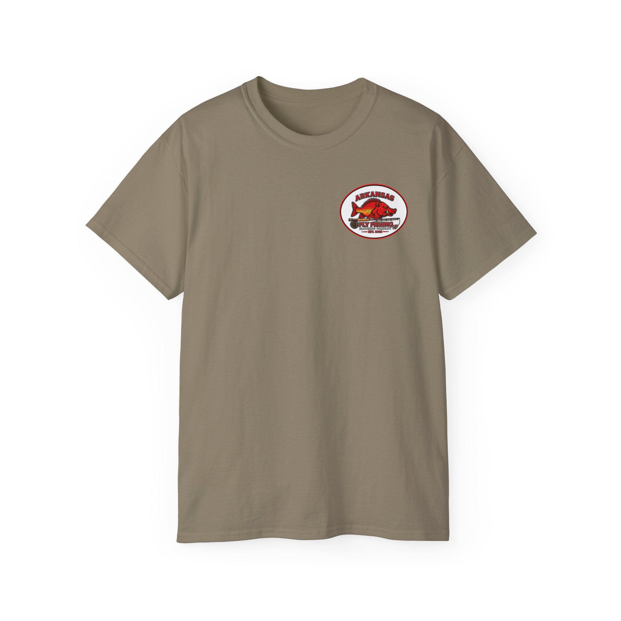Arkansas Fly Fishing Clothing Company Square Graphic T-Shirt — Arkansas Clothing Company Vintage Fly Design