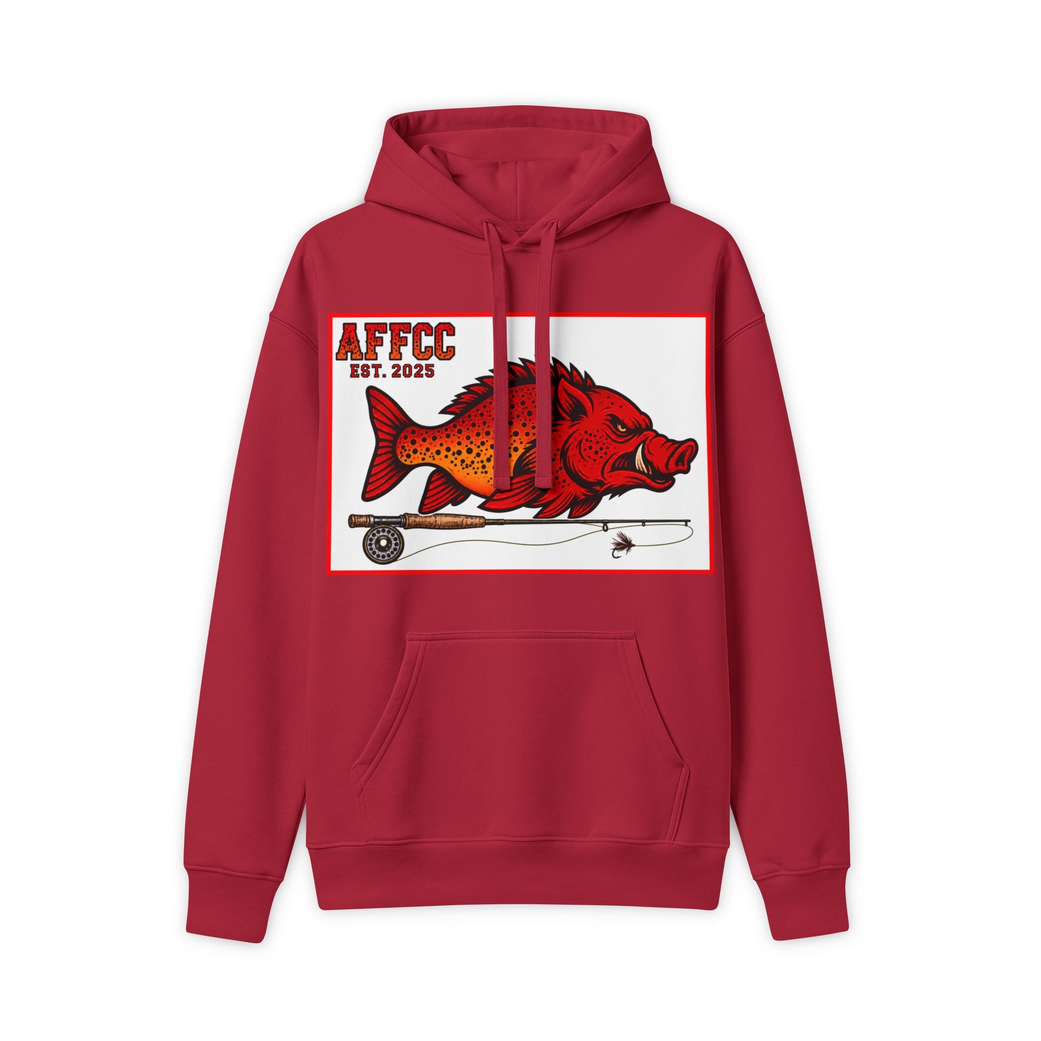 AFFCC FLY ROD LOGO Maxweight Hoodie — AFCC Est. 2025 Boar Skateboard Graphic Pullover