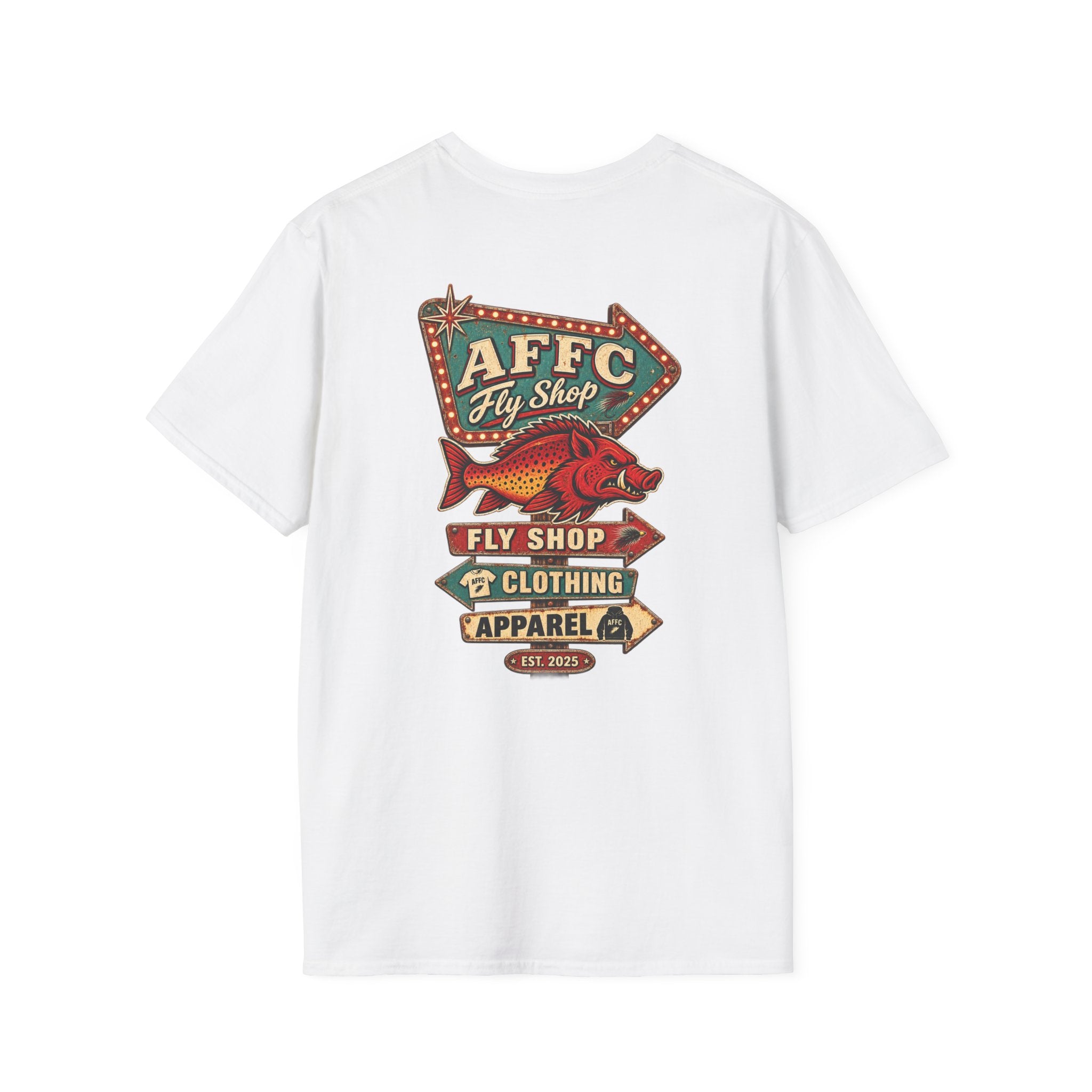 AFFCC Arkansas Fly Fishing Clothing Company Logo T-Shirt | Retro Sign Angler Shirt