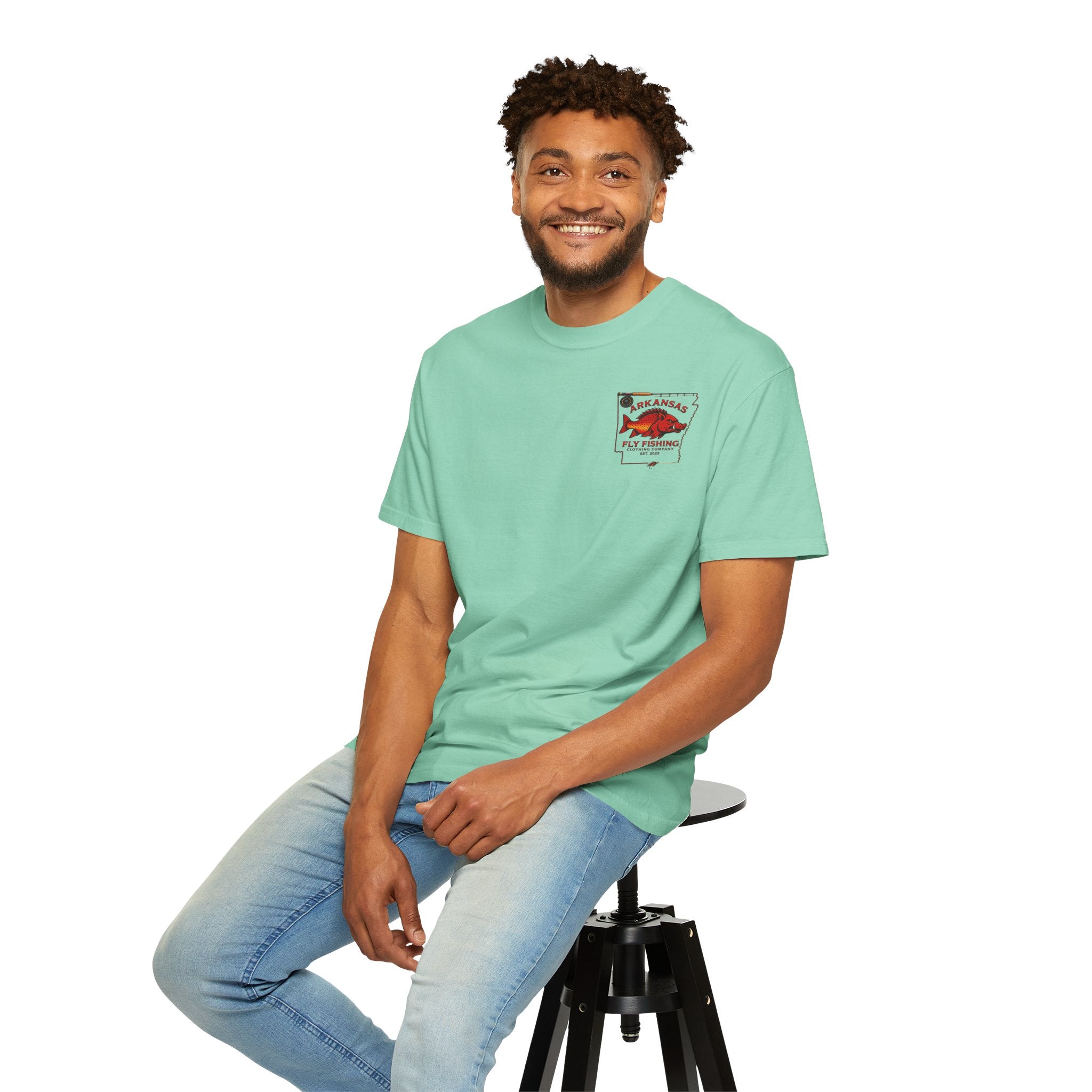 Arkansas Fly Fishing Clothing Company T-Shirt | Fly Rod Script Back Print