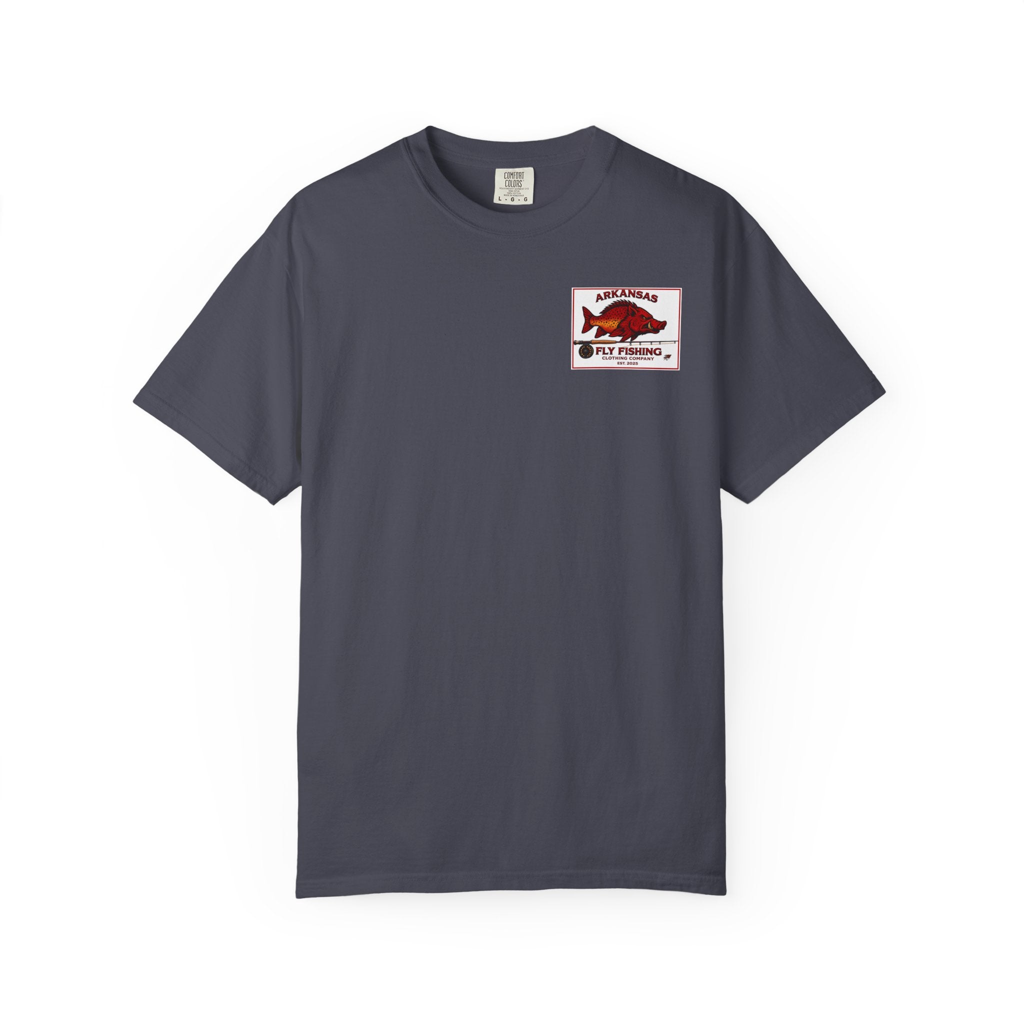 AFFC Arkansas Fly Fishing Hog/Trout Patch T-Shirt | Small Chest Graphic Large Back Graphic