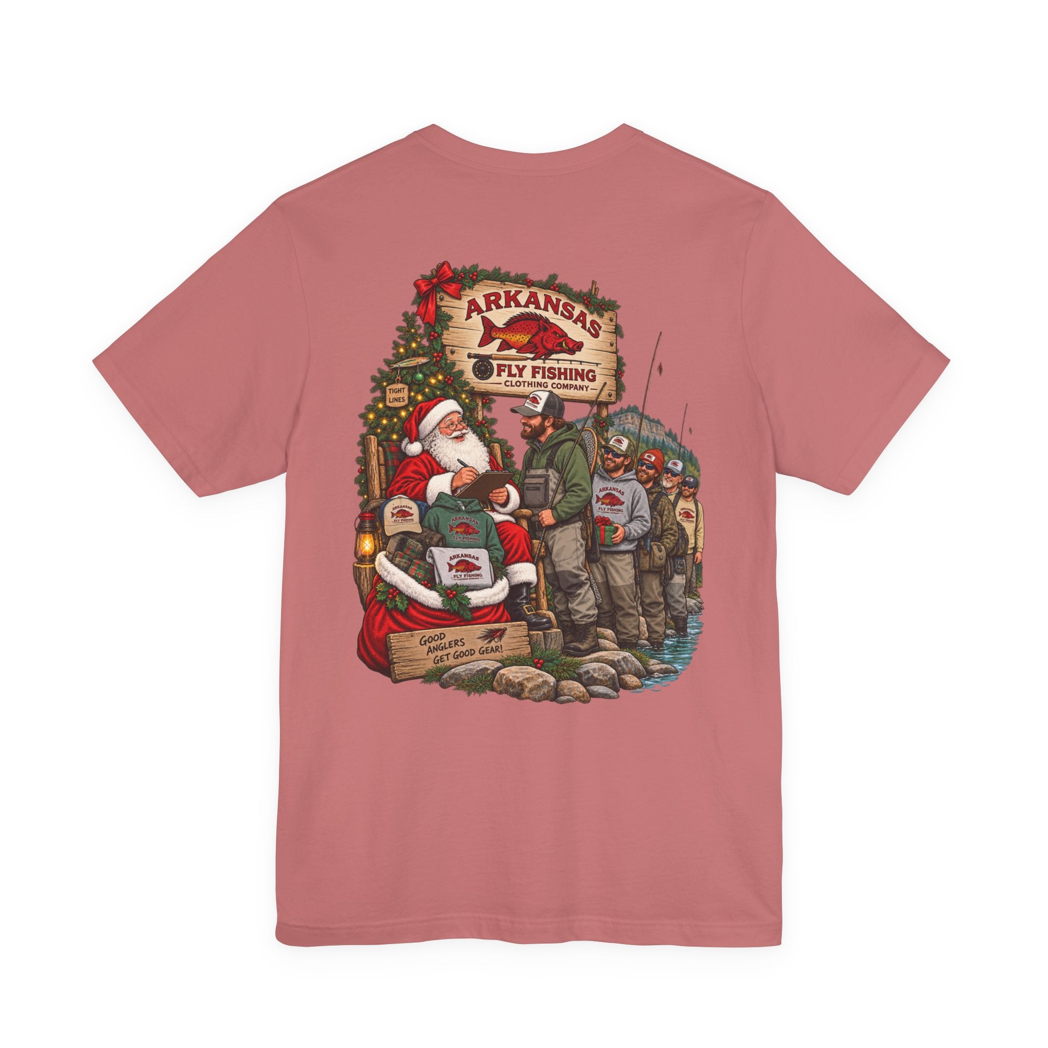 Athletic fit Runs Small AFFCC EST. 2025 Arkansas Fly Fishing Santa Christmas Tee