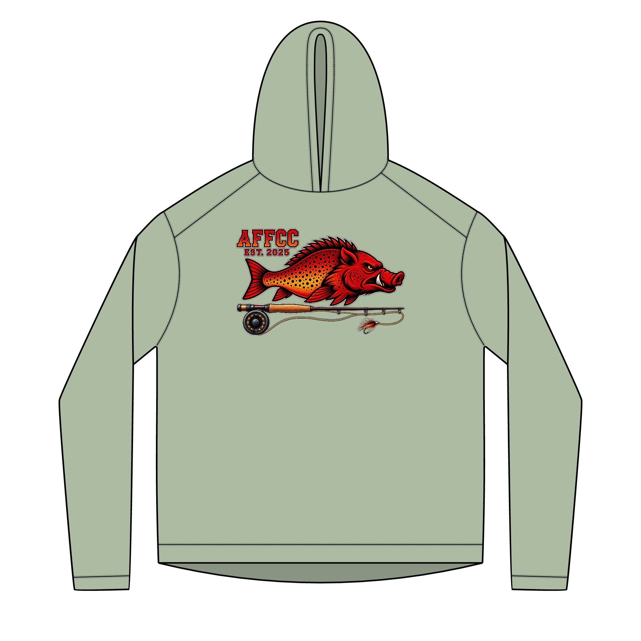 Arkansas Fly Fishing Clothing Company Sun Hoodie — AFCC Hog/Trout Graphic Pullover
