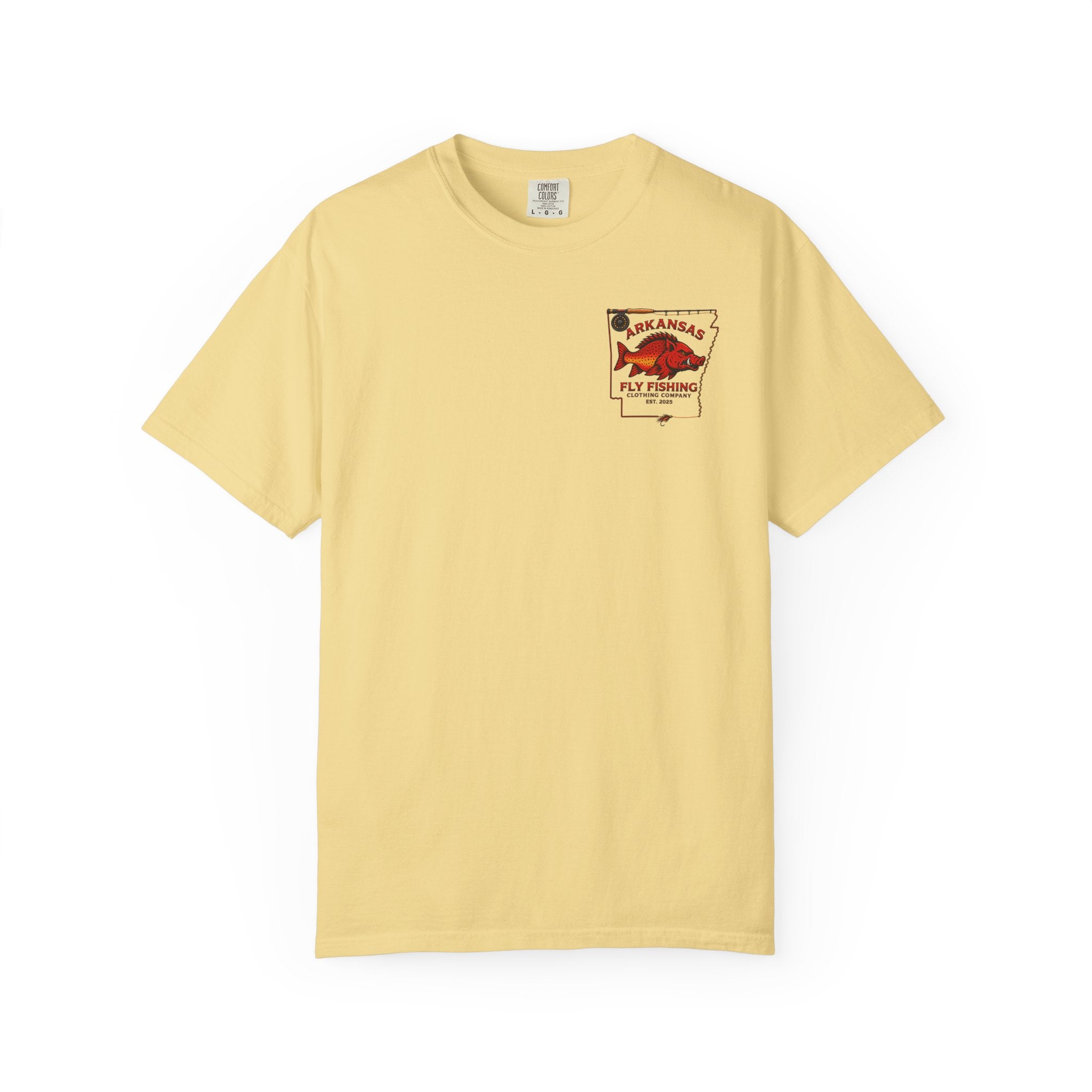 Arkansas Fly Fishing Clothing Company T-Shirt | Fly Rod Script Back Print