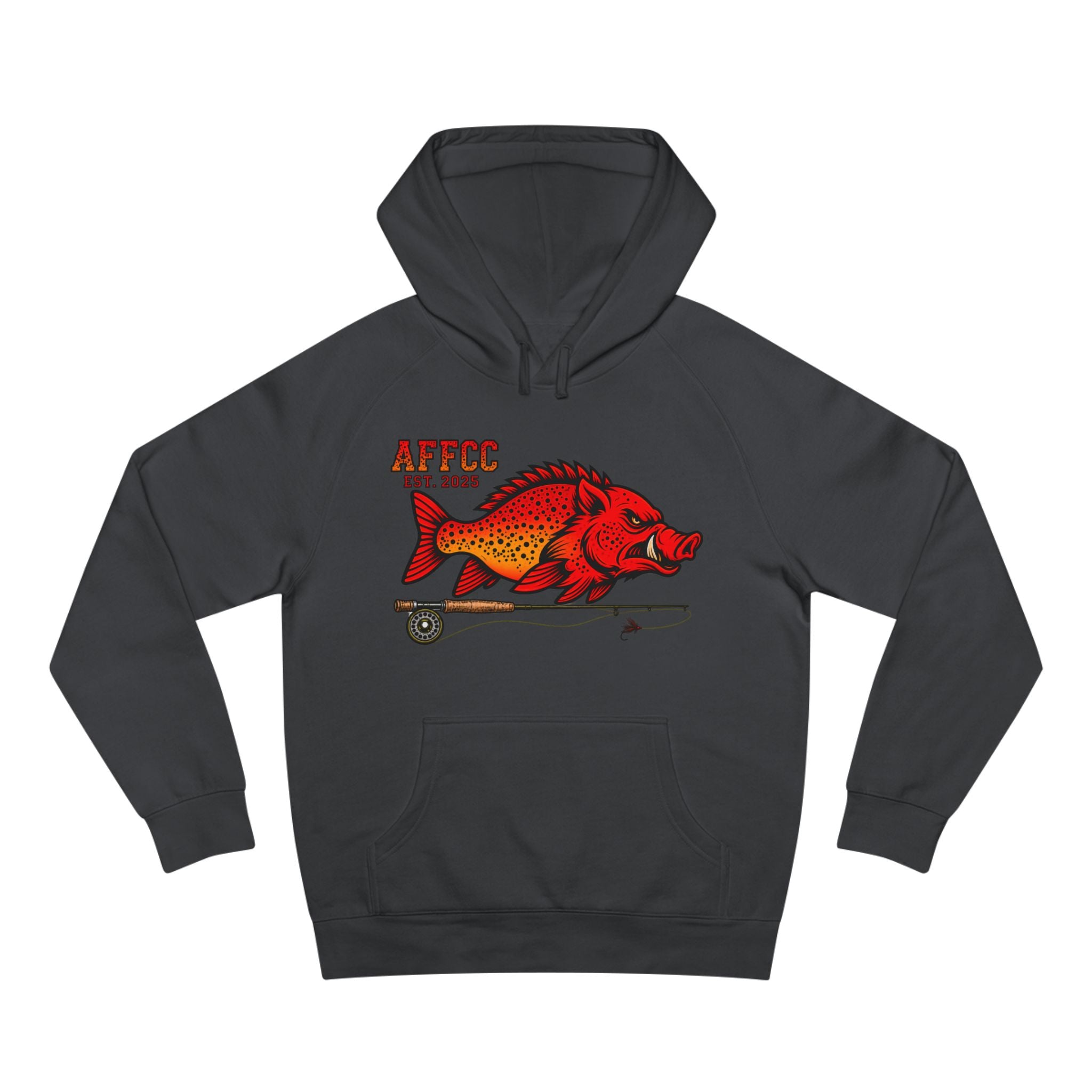 Arkansas Fly Fishing Clothing Company Hoodie — AFFCC EST. 2025 Hog/Trout With Rod Graphic