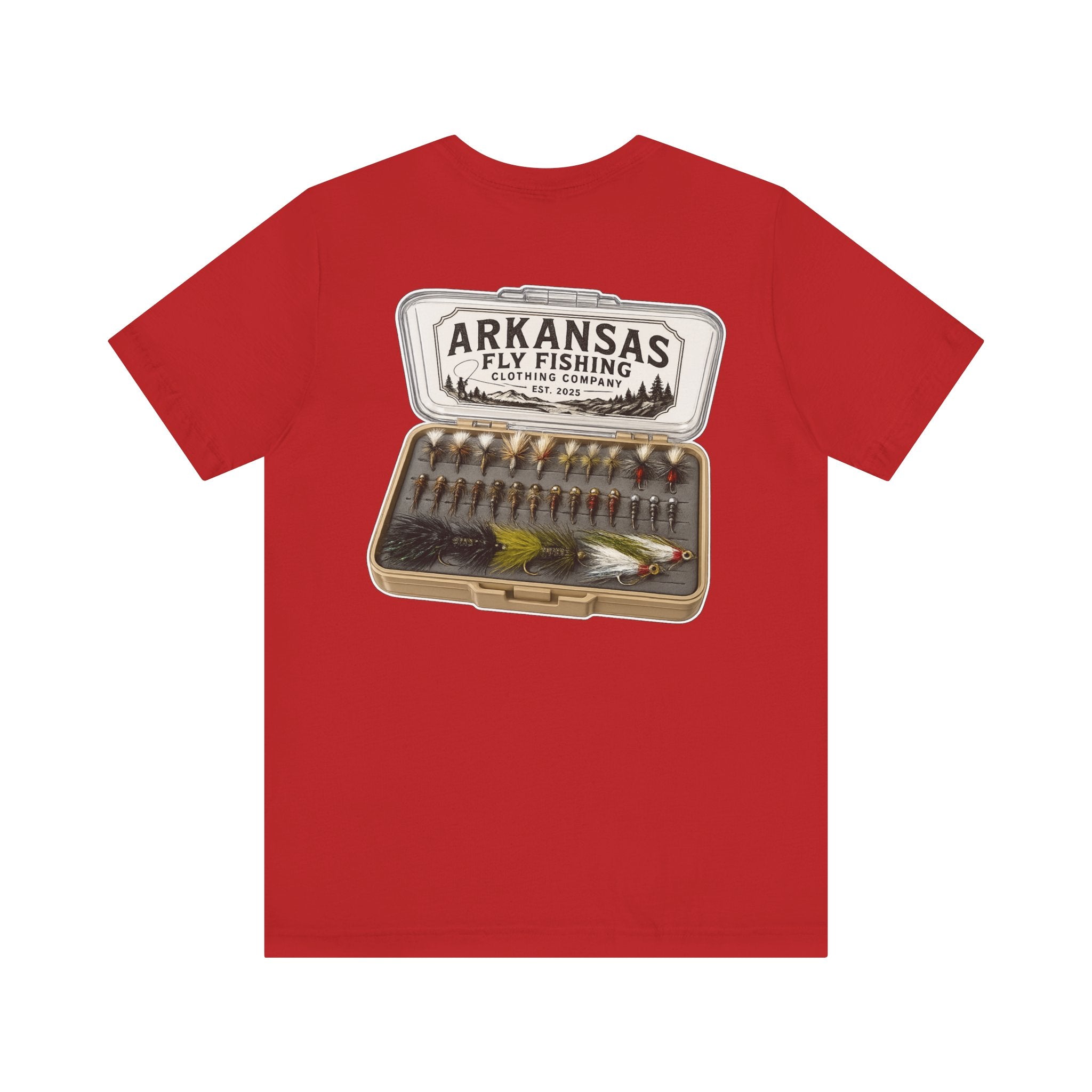 Athletic Fit Runs Small ARKANSAS FLY FISHING CLOTHING COMPANY - FLY BOX Unisex Jersey Short Sleeve Tee