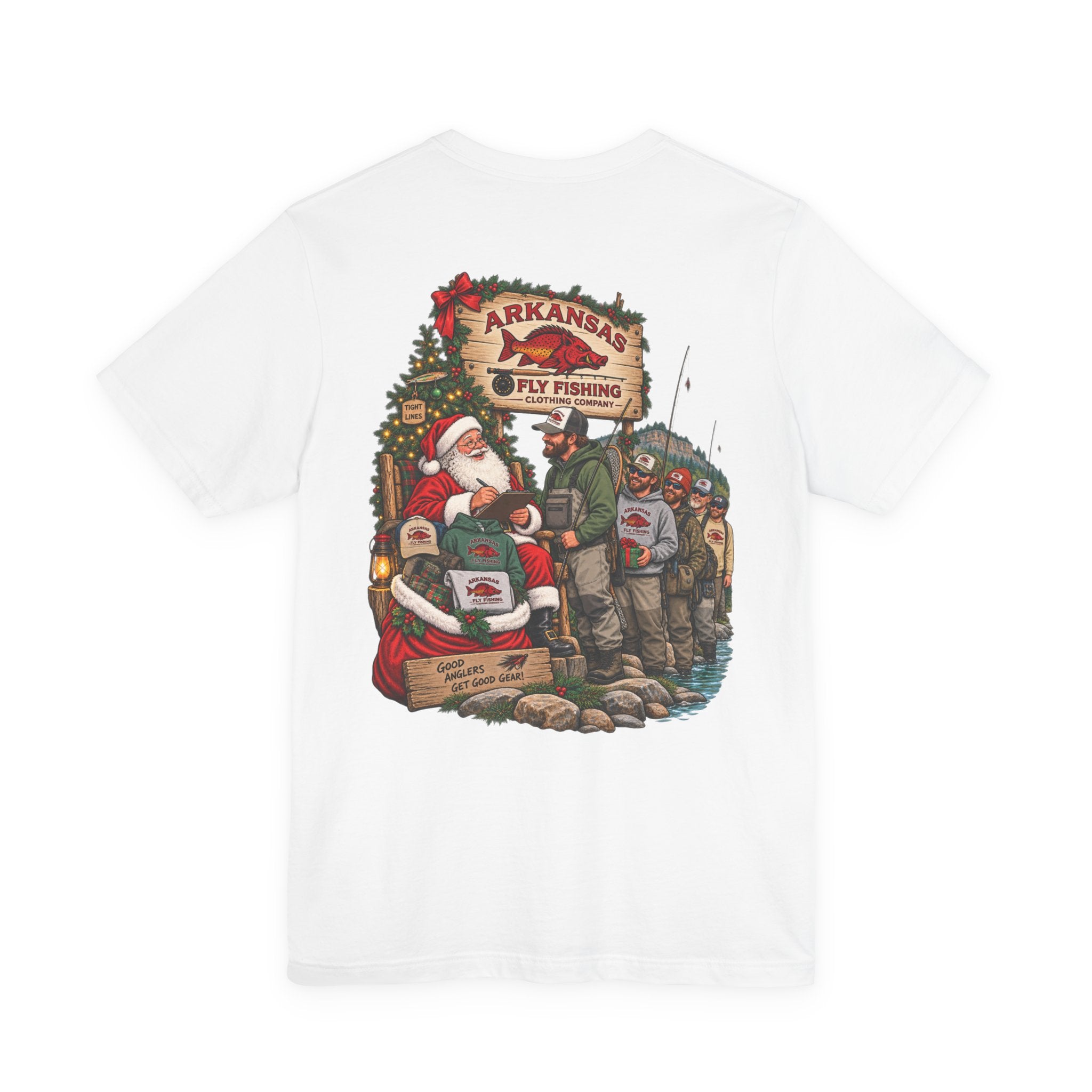 Athletic fit Runs Small AFFCC EST. 2025 Arkansas Fly Fishing Santa Christmas Tee