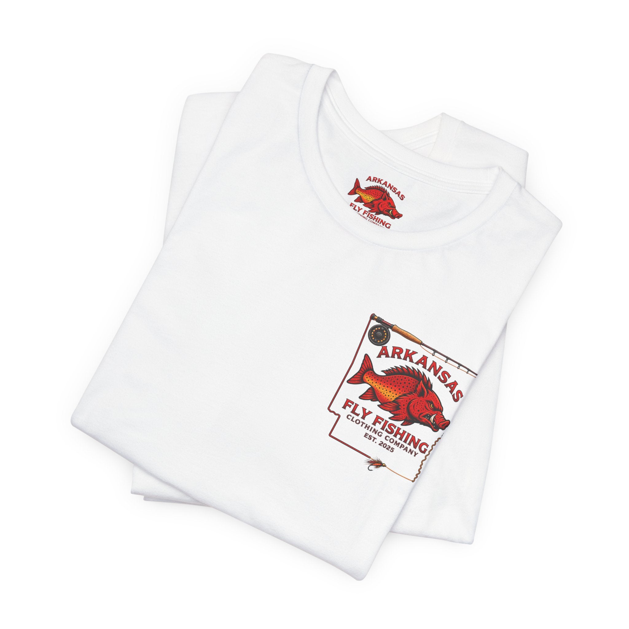 Athletic fit Runs Small AFFCC EST. 2025 Arkansas Fly Fishing Santa Christmas Tee