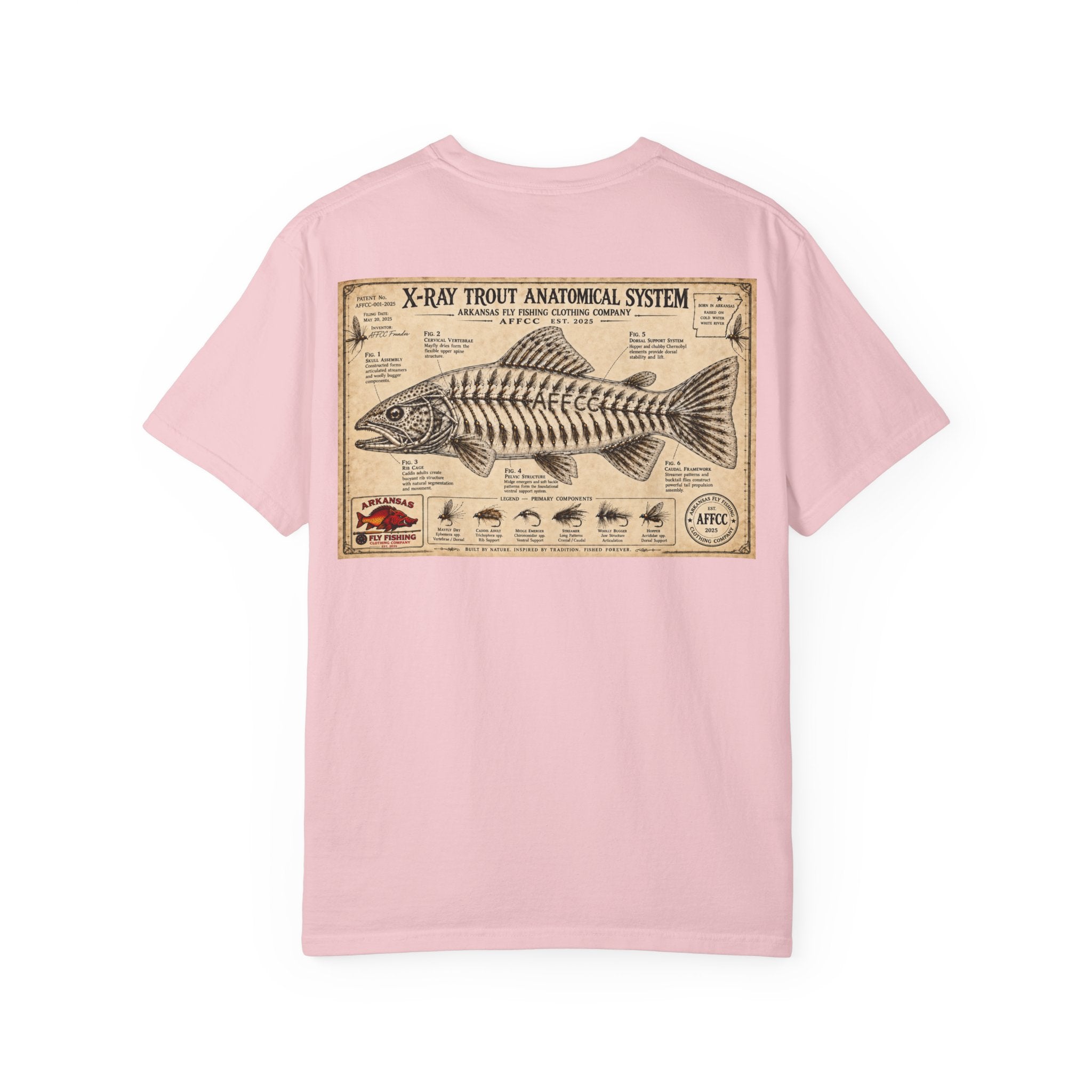Arkansas Fly Fishing Clothing Company T-Shirt — X-Ray Trout Anatomy Graphic