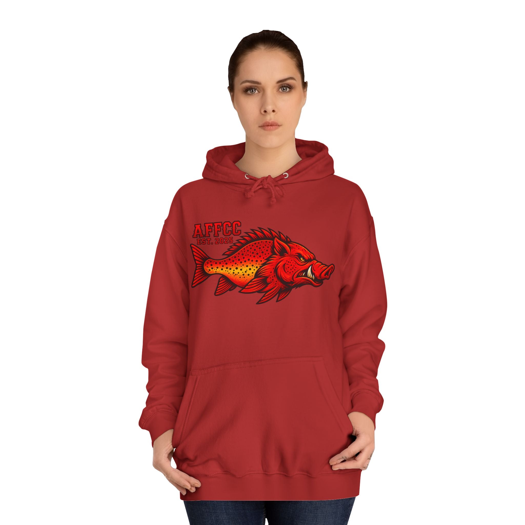 AFFCC Logo Hoodie — Red Hog/Trout "AFFCC Est. 2025"