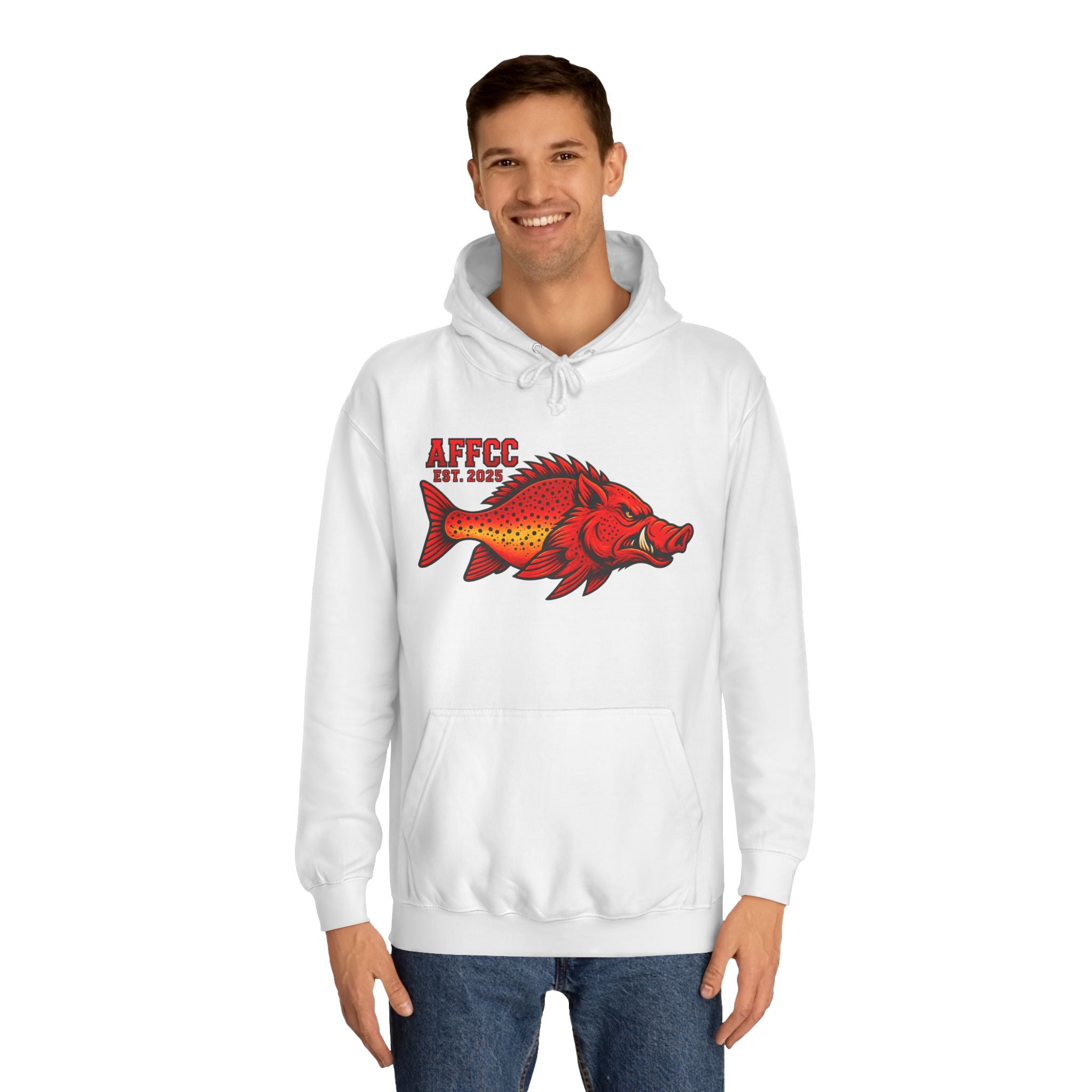 AFFCC Logo Hoodie — Red Hog/Trout "AFFCC Est. 2025"