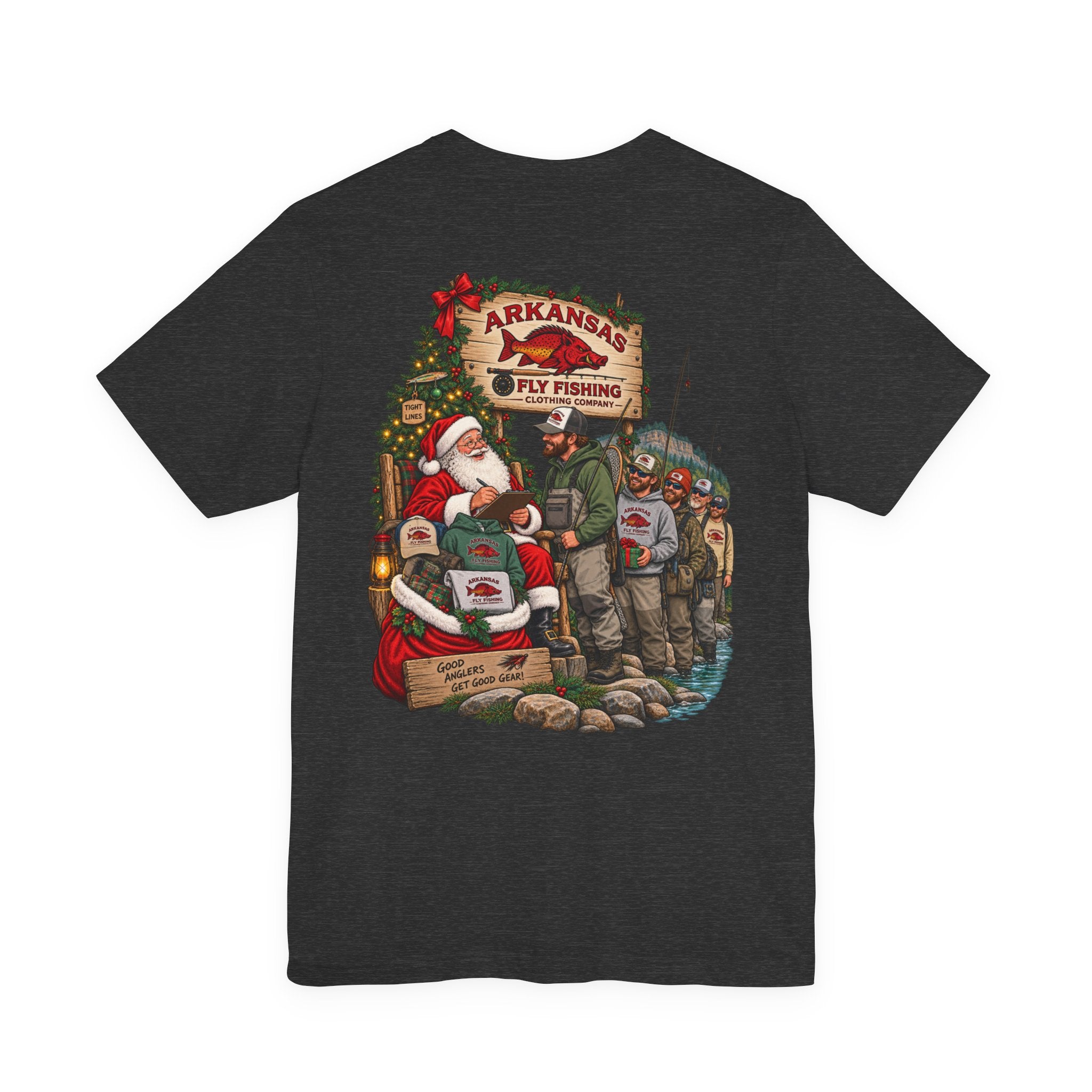Athletic fit Runs Small AFFCC EST. 2025 Arkansas Fly Fishing Santa Christmas Tee