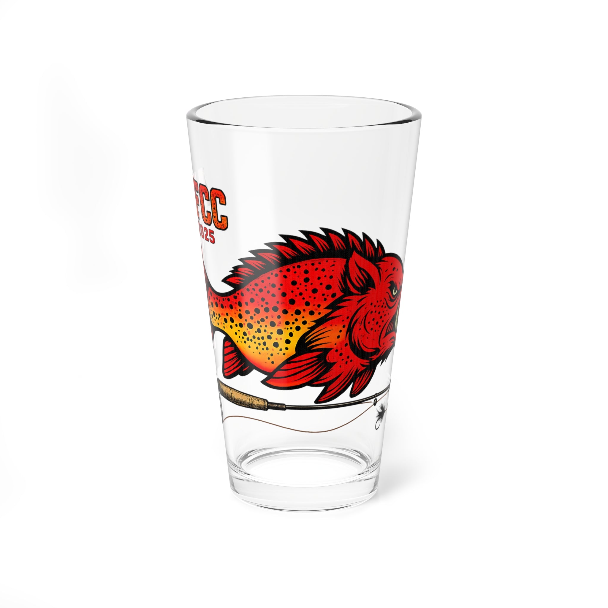 AFFCC Est. 2025 HogTrout Logo Mixing Glass — 16oz Bar Pint for Anglers & Cocktail Lovers