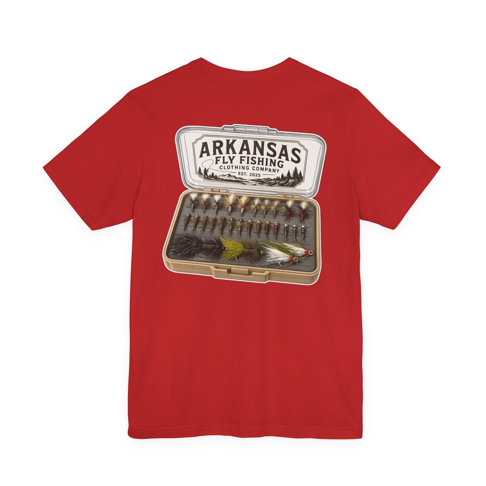 Athletic Fit Runs Small ARKANSAS FLY FISHING CLOTHING COMPANY - FLY BOX Unisex Jersey Short Sleeve Tee