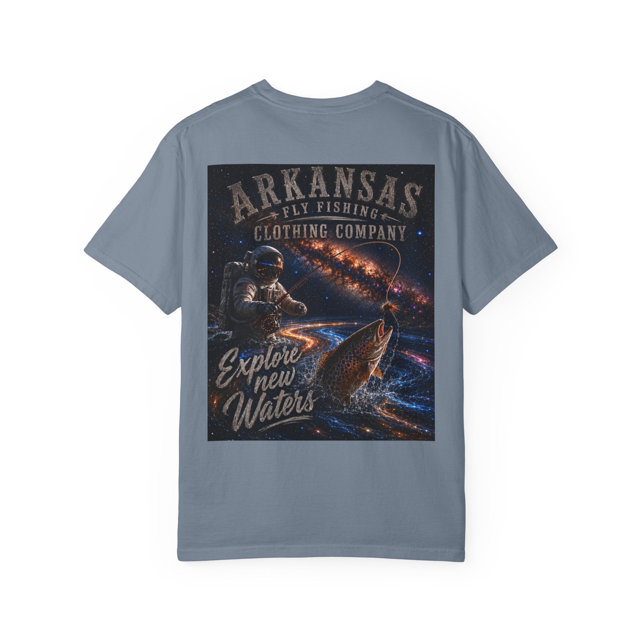 Astronaut Arkansas Fly Fishing Clothing Company T-Shirt — "Explore New Water" Graphic Tee