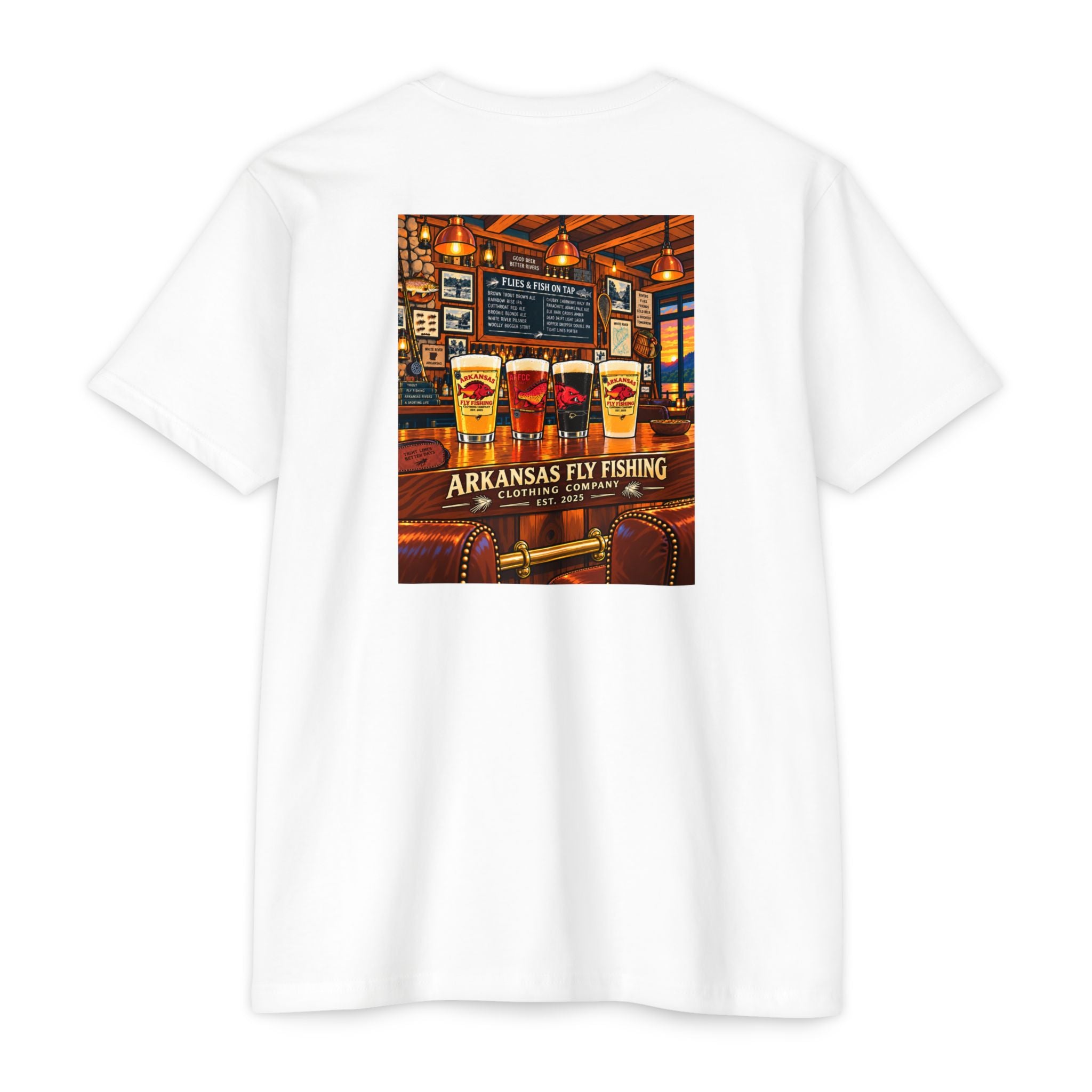AFFCC Beer Pub Graphic T-Shirt — Arkansas Fly Fishing Clothing Company Logo