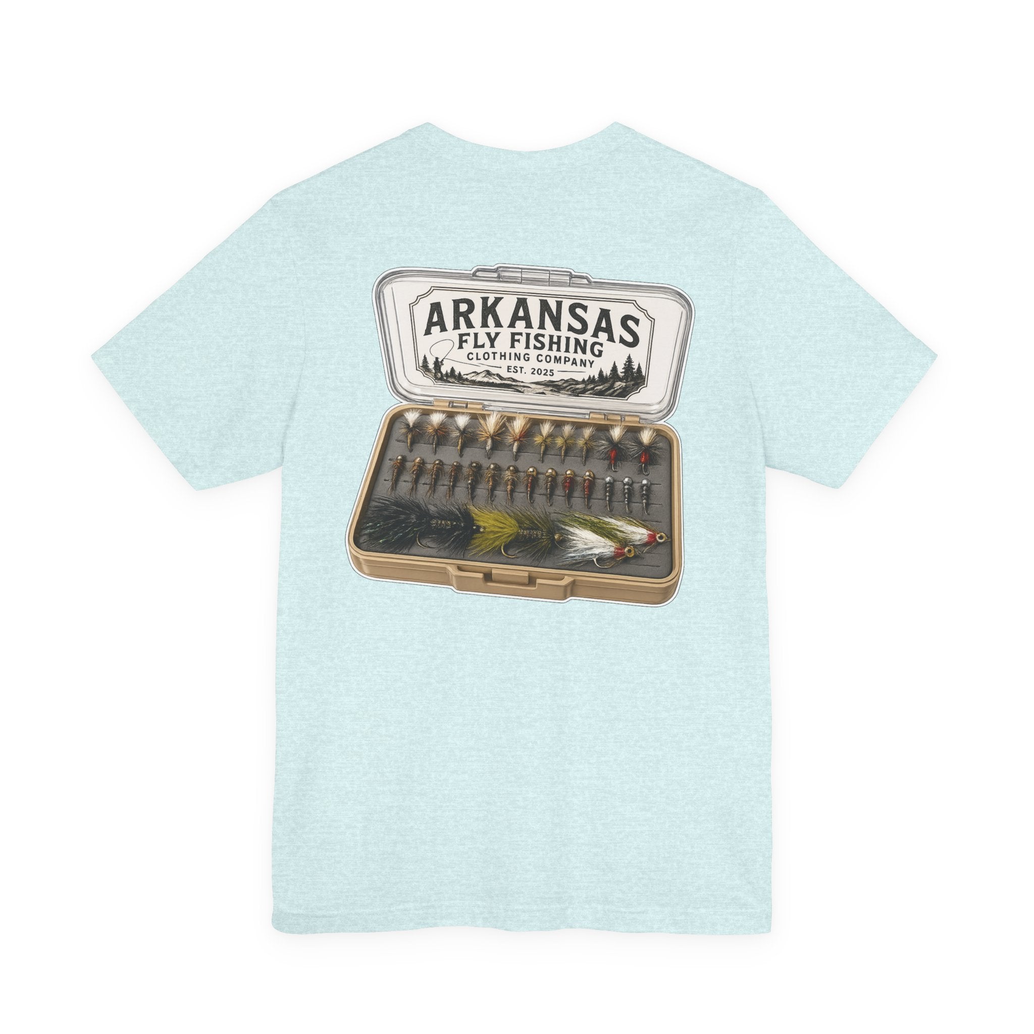 Athletic Fit Runs Small ARKANSAS FLY FISHING CLOTHING COMPANY - FLY BOX Unisex Jersey Short Sleeve Tee